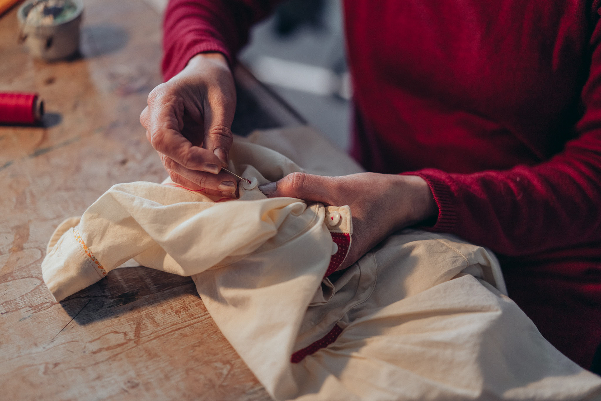 Шев на копчета от близо