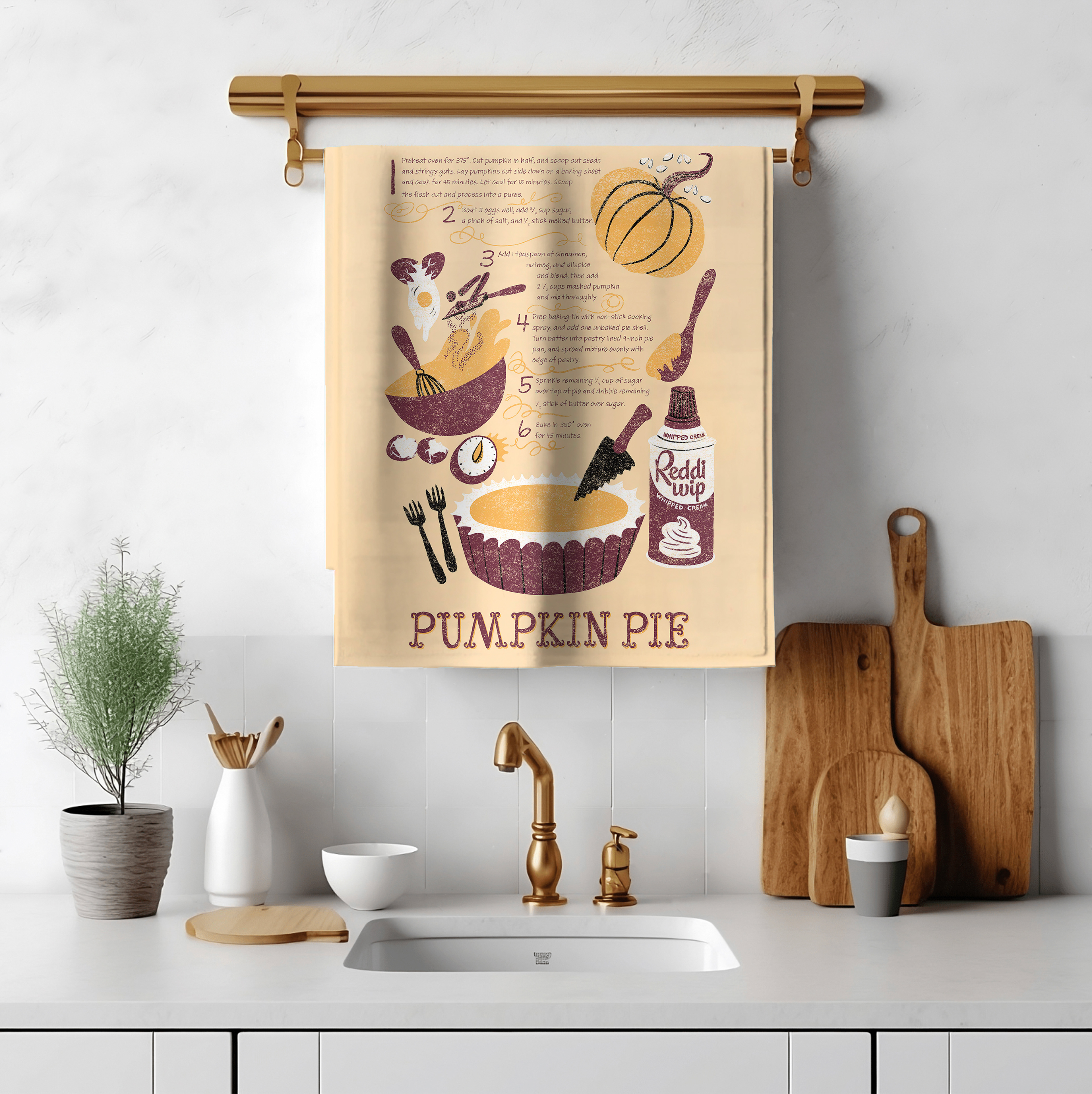 Autumn Recipe Tea Towel Mockup