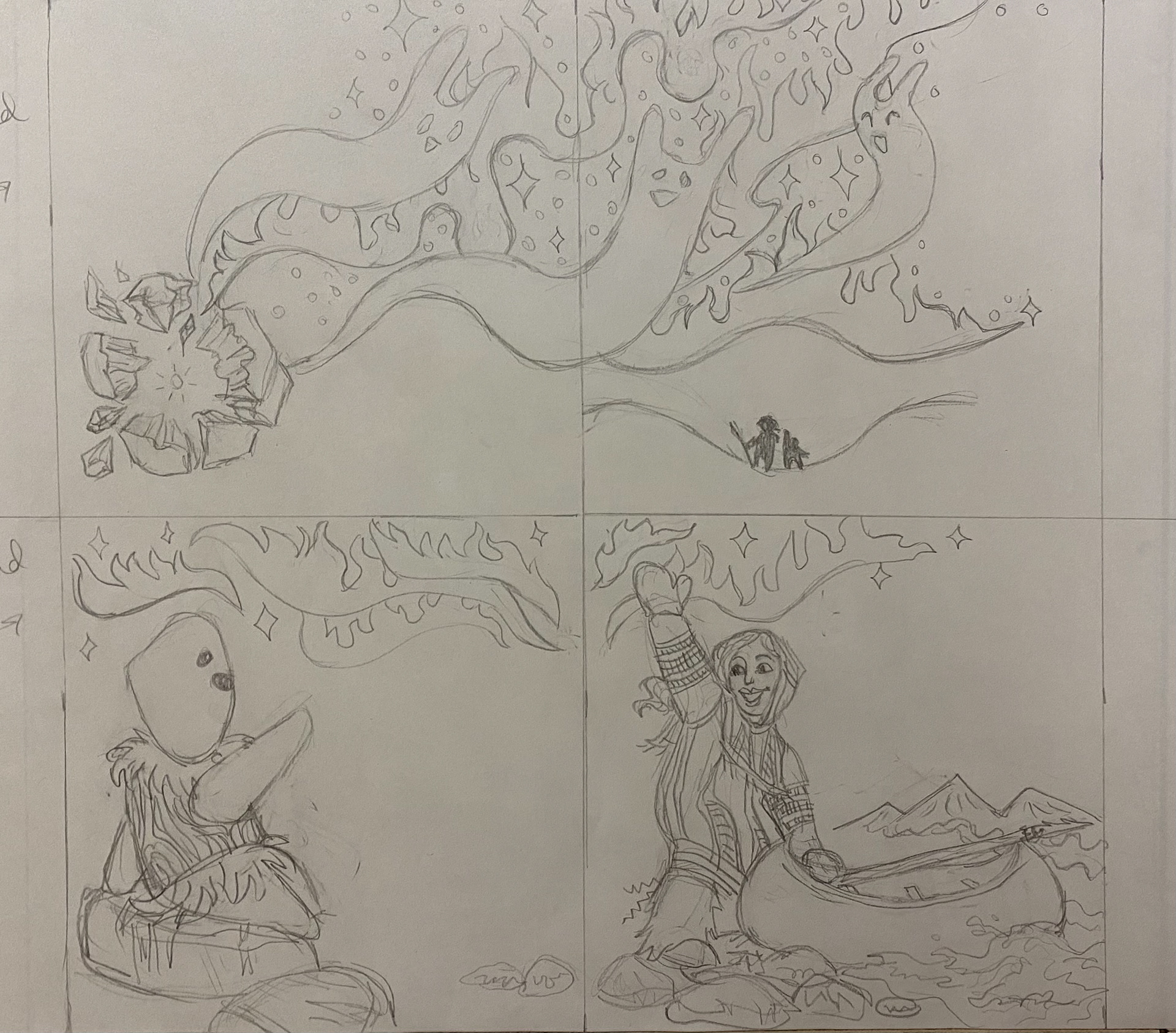 Full-size Pencil Drawings for Spread 5 and 6
