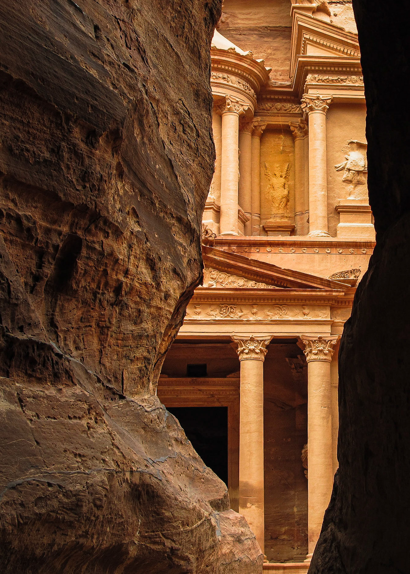View of the Treasury from the Siq.  Petra, Jordan.
