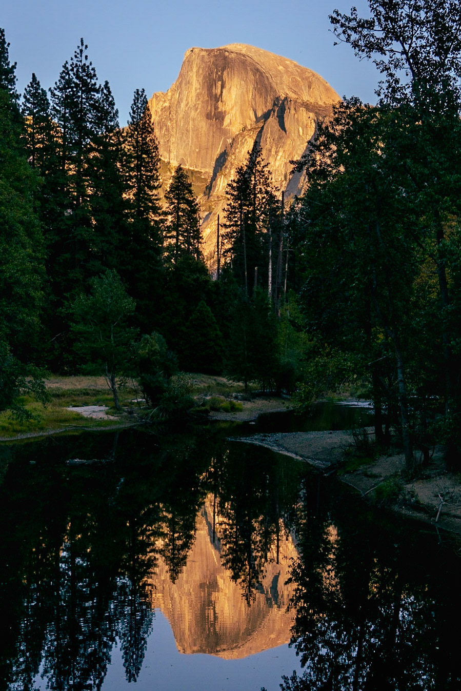 Half Dome from Sentinel Bridge at sunset.  Yosemite, CA.