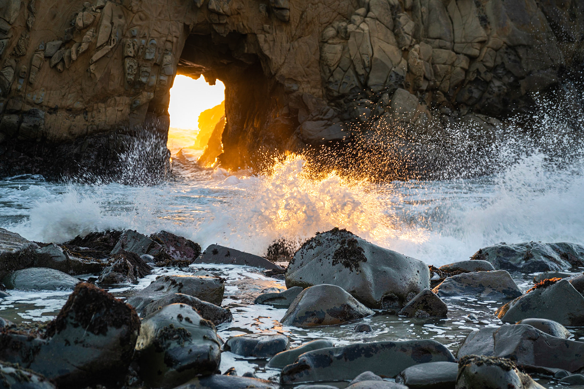 Winter sunset at Pfeiffer Beach, Big Sur.