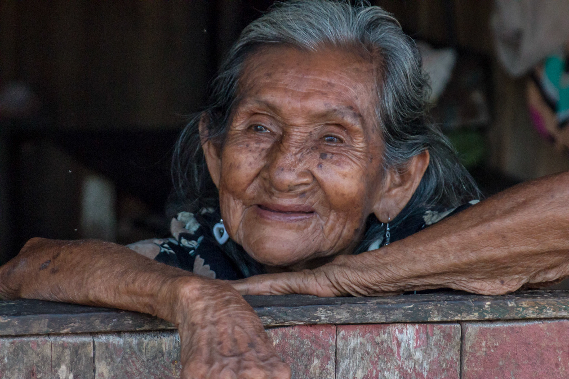 An old woman of the river. Amazon, Peru.