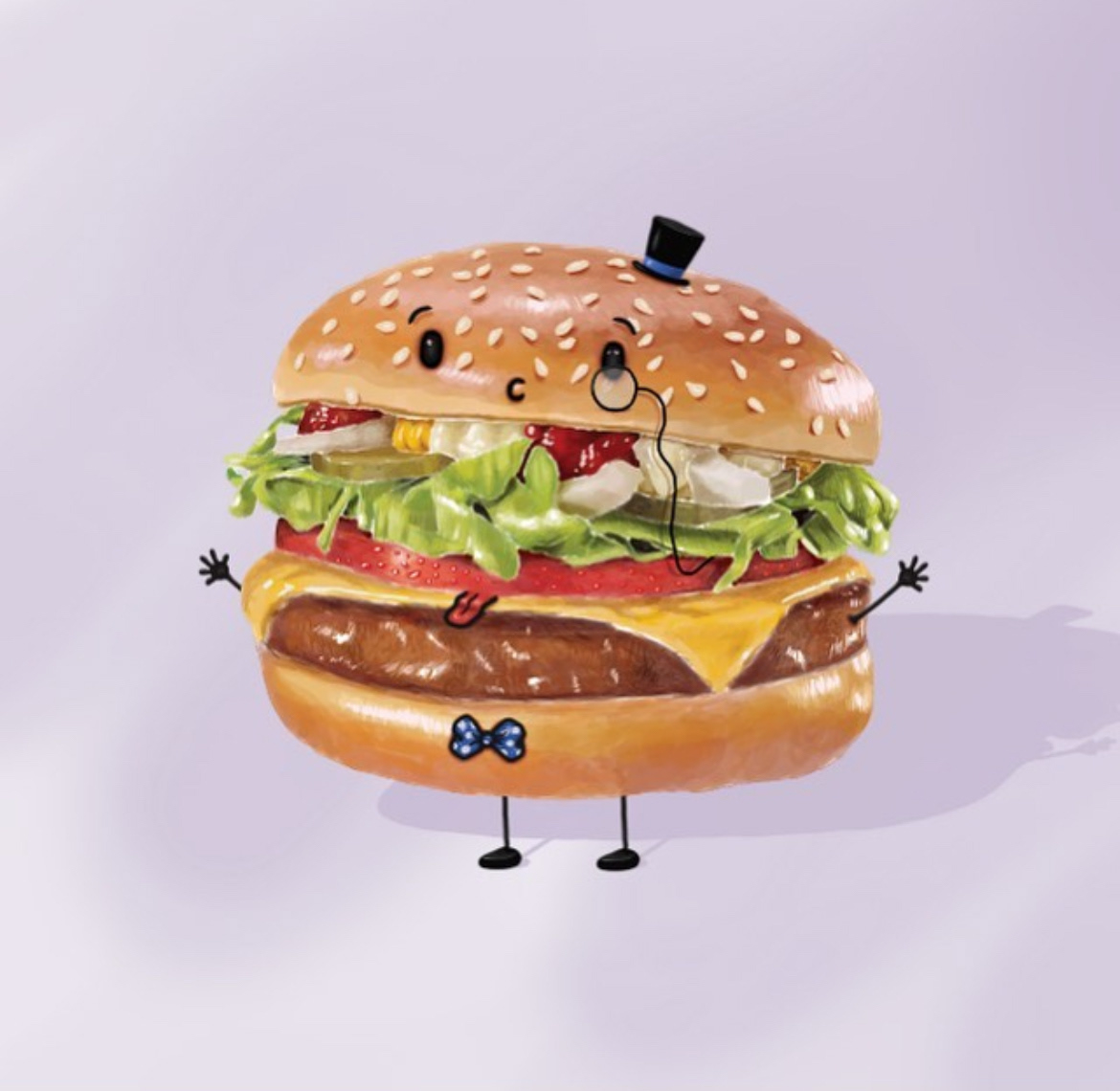 Cheeseburger character Wacom tablet drawing