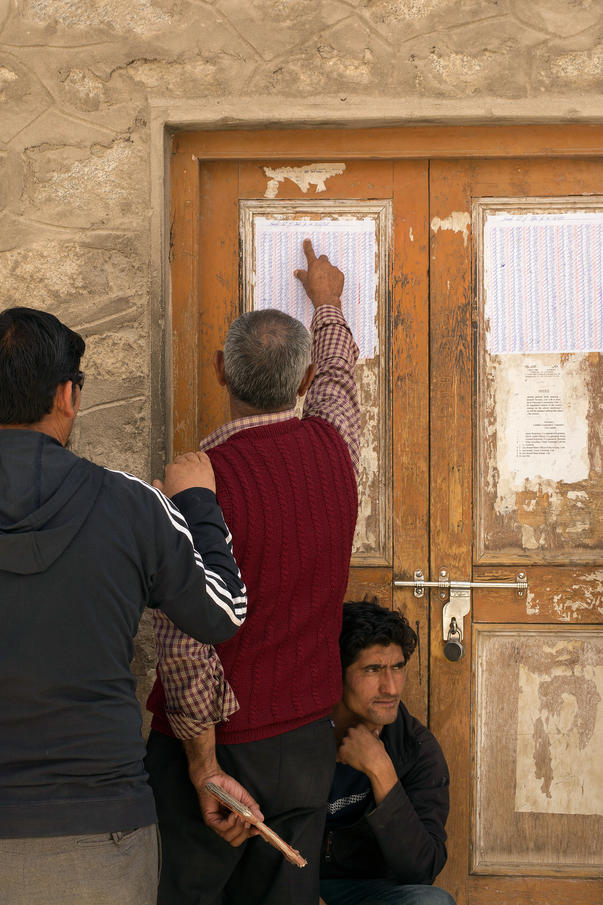 Agling Road, Leh Truckers, both owners and drivers assemble at the union office to wait for slot announcements.