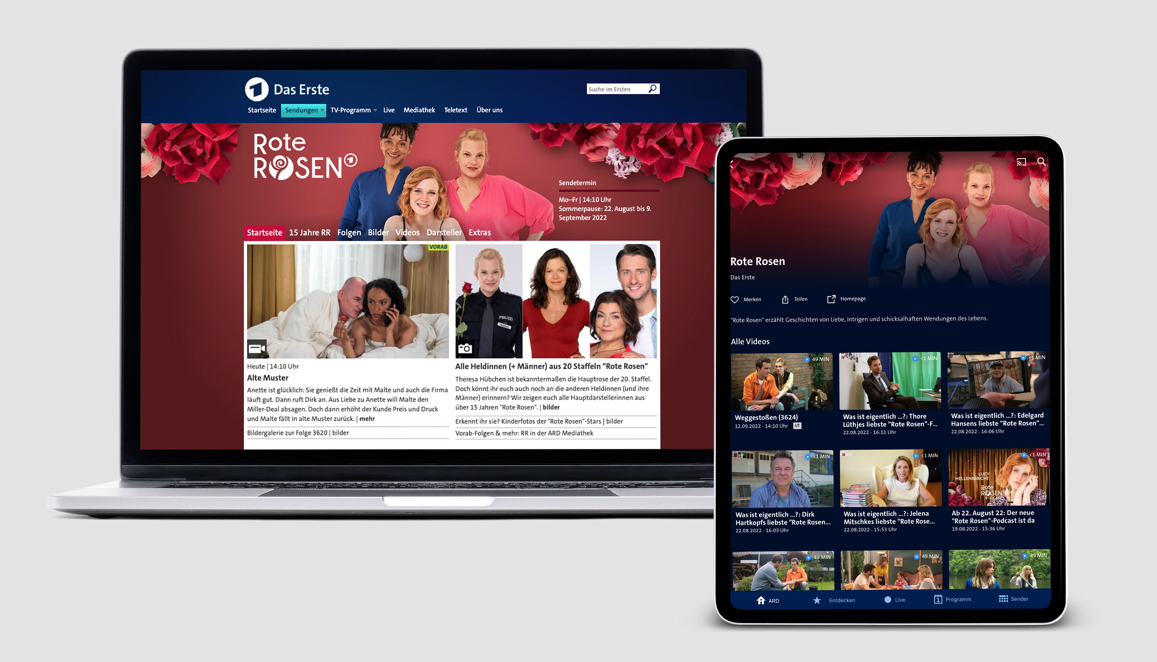 Website + Mediathek auf dem Tablet