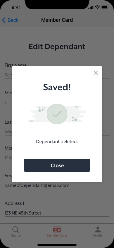 Success Message - Delete Dependent