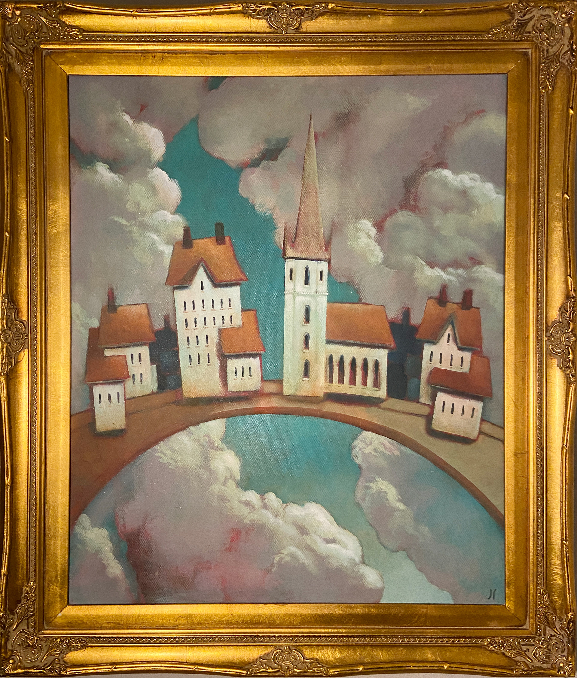 Håp som bærer. Akryl og olje på linlerret. 65 x 74 cm inkl. ramme.