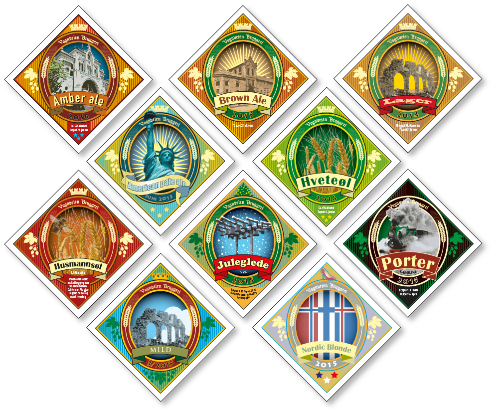 Øl-etiketter for Vognveien bryggeri