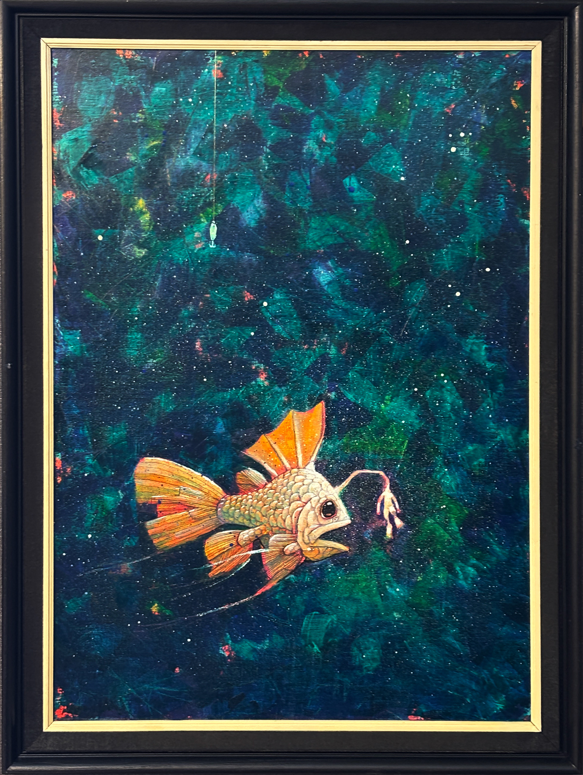 På dypt vann. Olje på linlerret. 78 x 58 cm inkludert ramme.