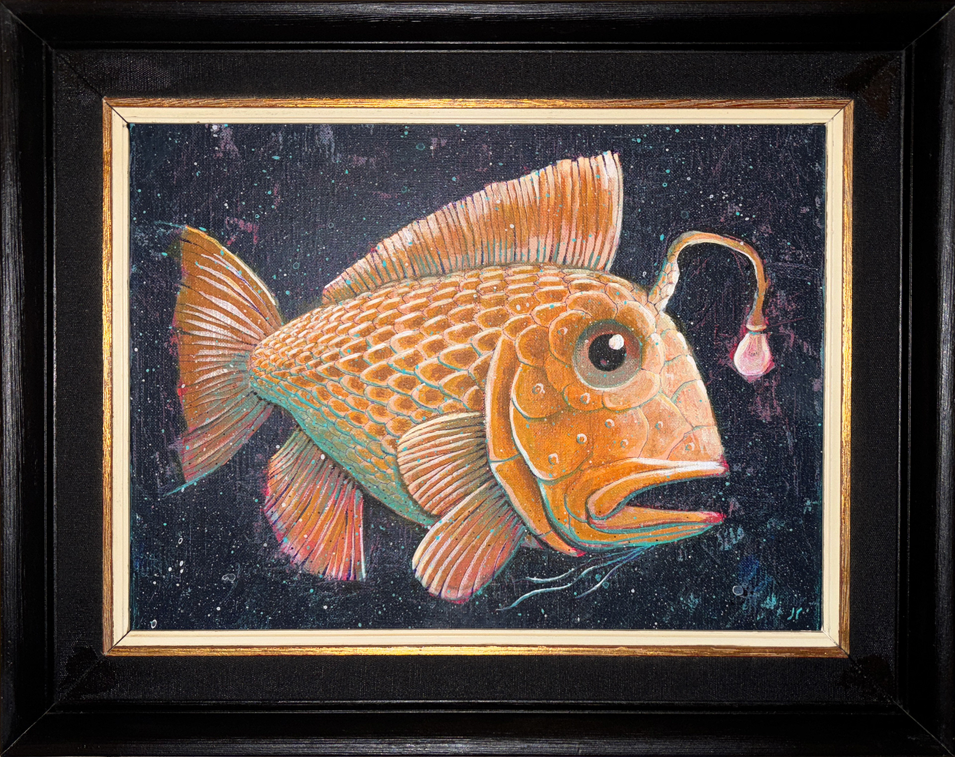 Narsifisk. Akryl på linlerret. 41 x 51 cm inkludert ramme.