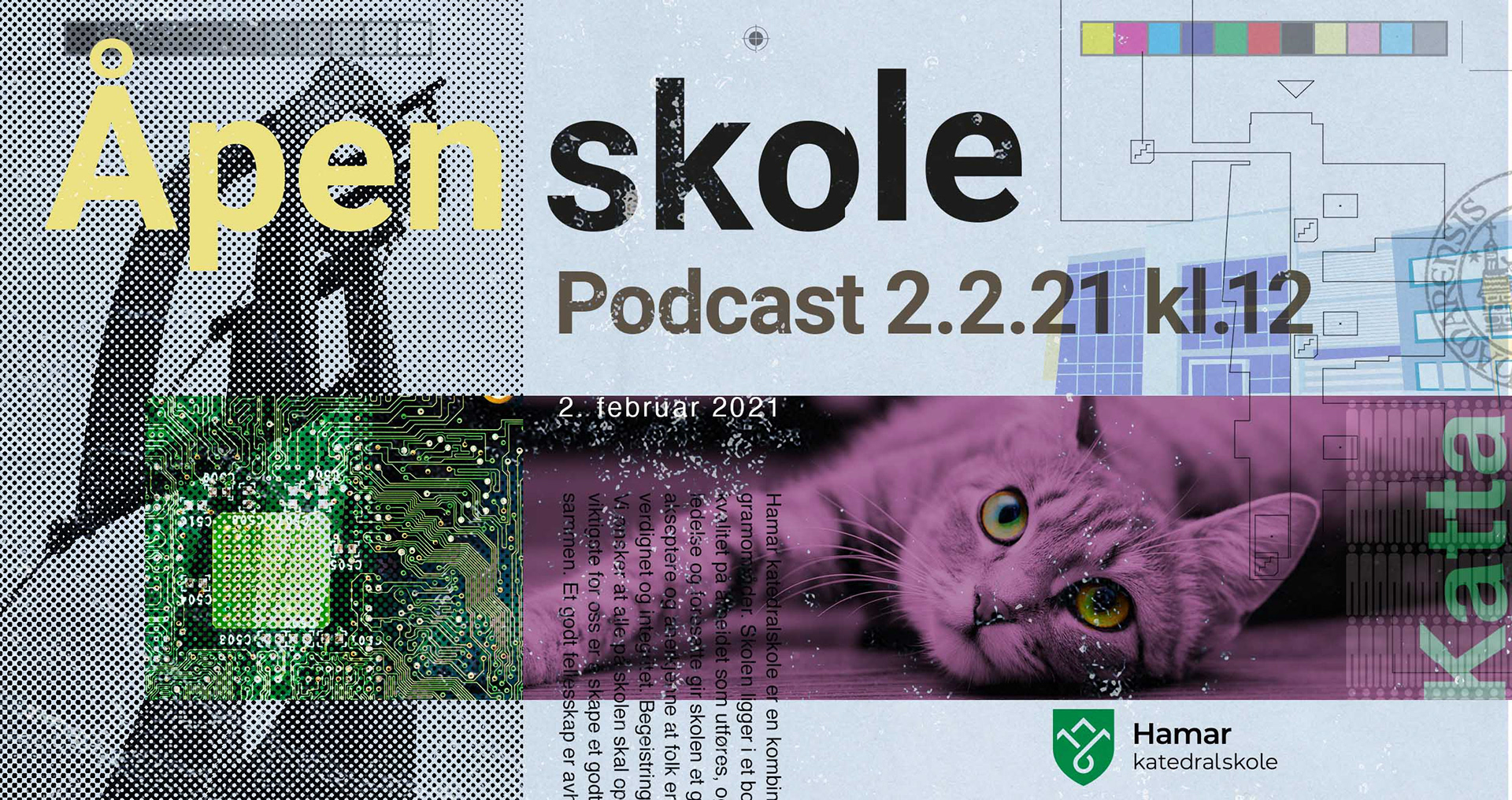 Banner til Hamar katedralskole. Bildecollage.