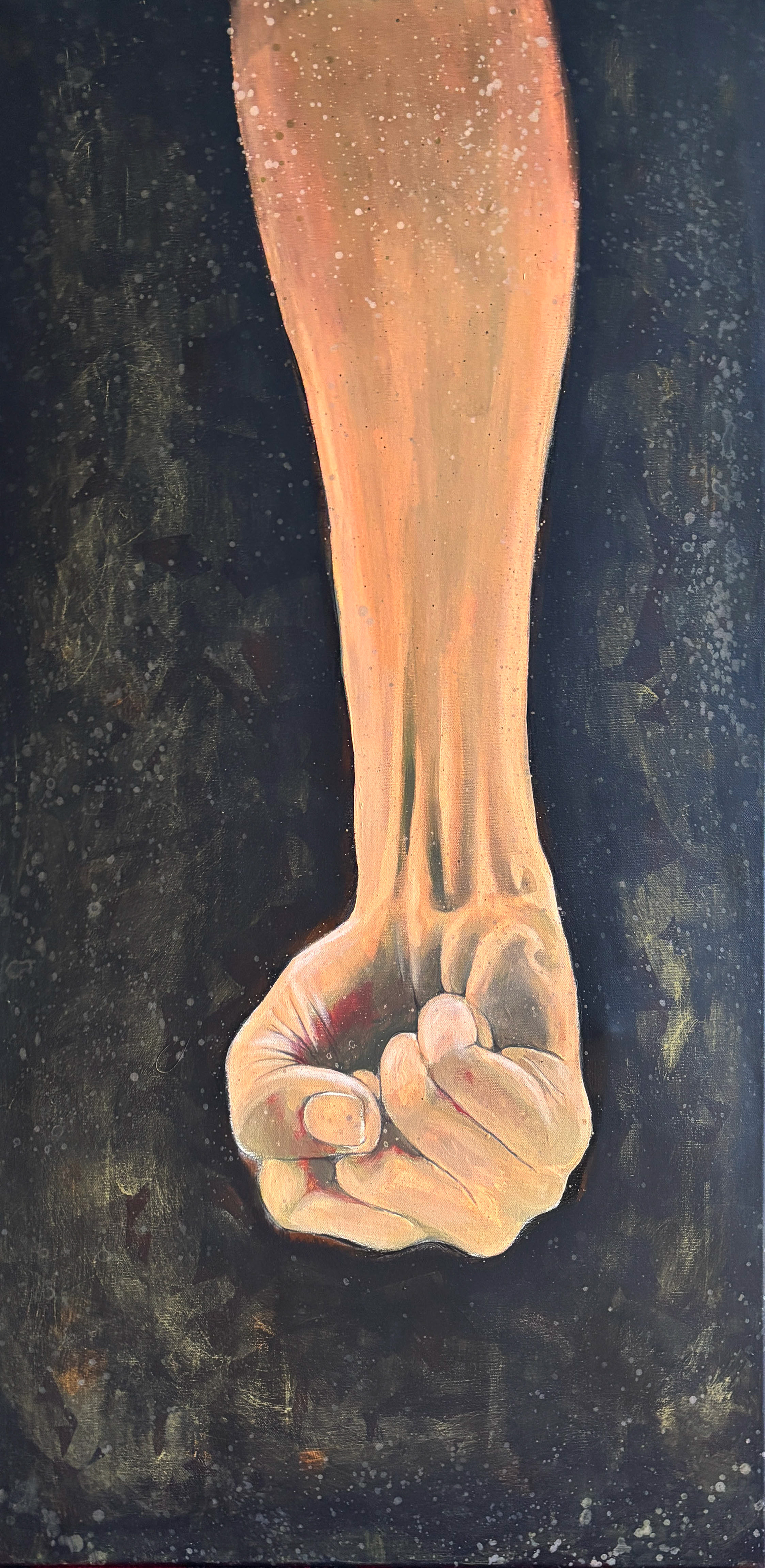 Innestengt. Akryl og olje på bomullslerret. 50 x 100 cm.