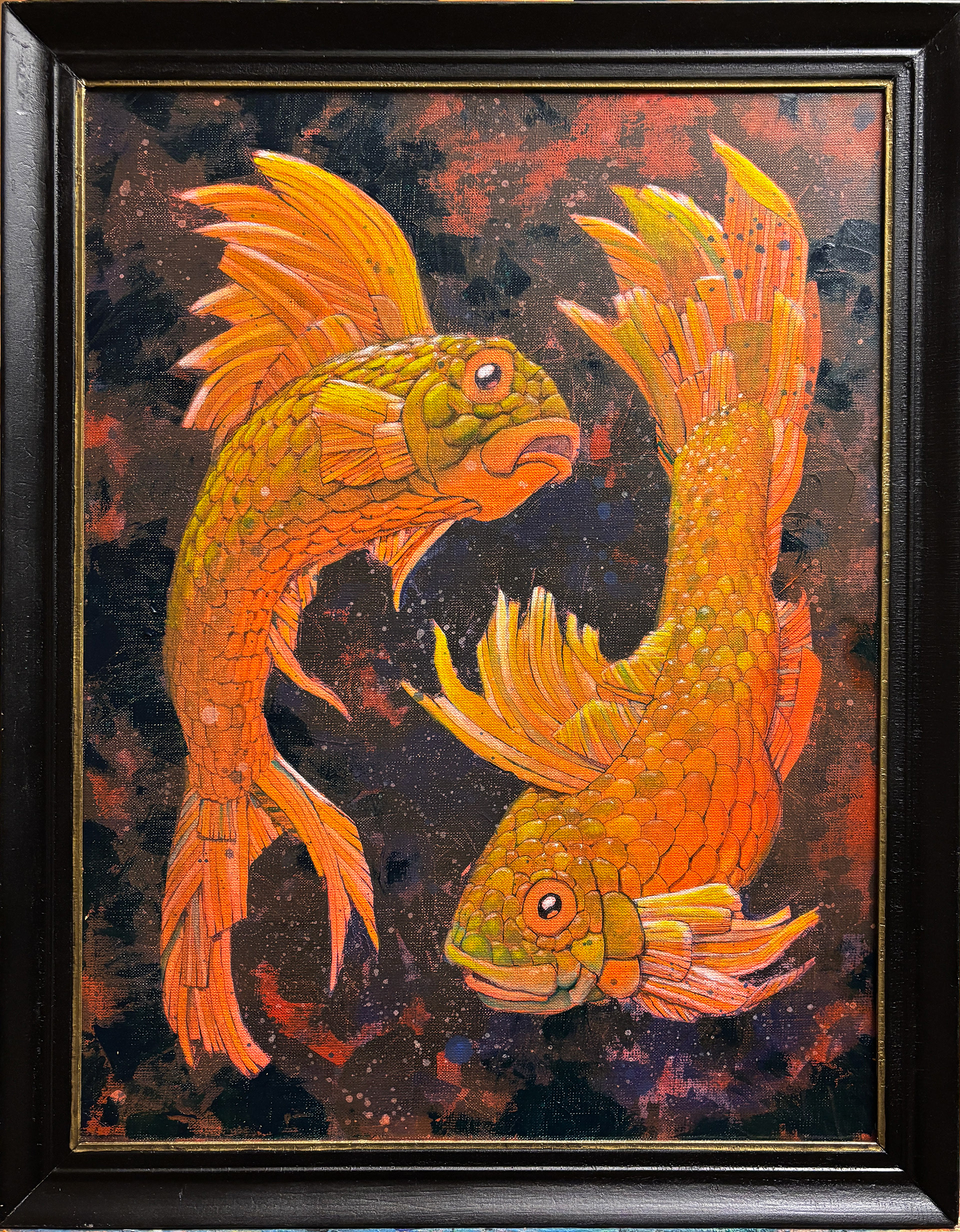 Malstrøm. Akryl og olje på linlerret. 49 x 62 cm inkludert ramme.