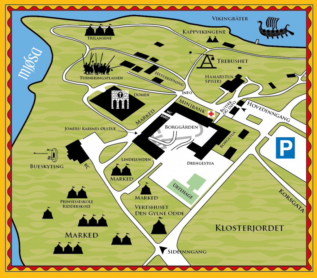 Kart til Hamar middelalderfestival