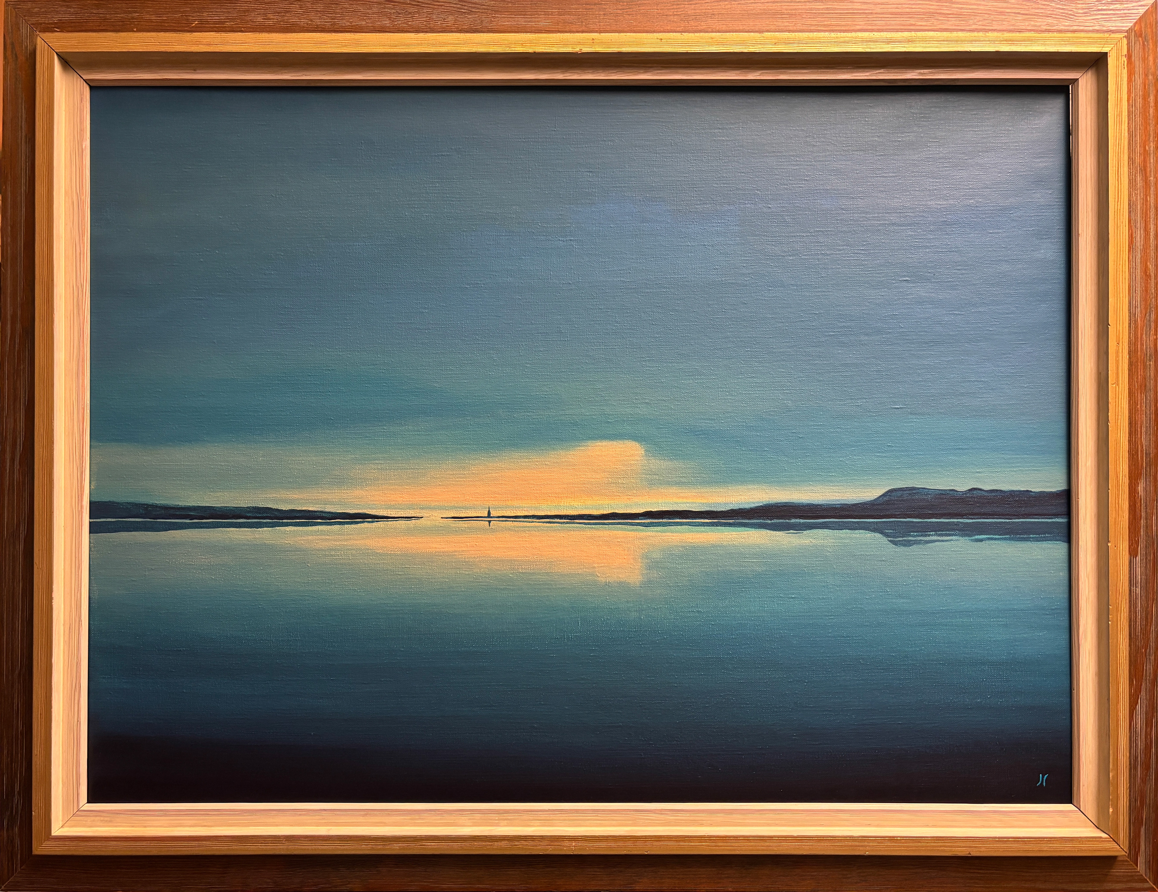Mjøsa blues. Akryl på linlerret. 87 x 67 cm inkludert ramme.