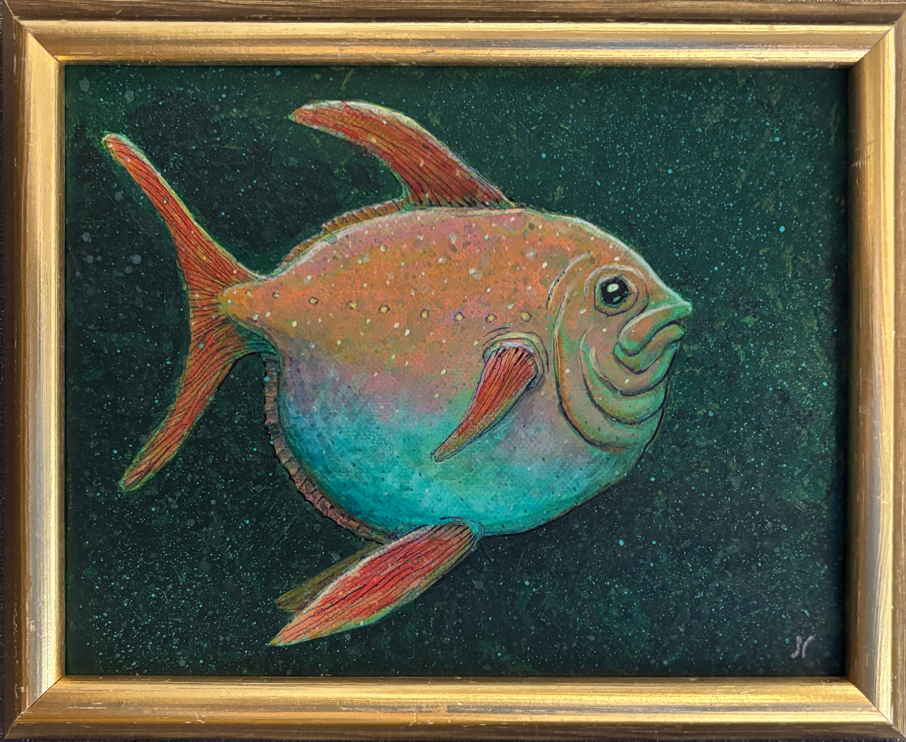 Liten størje. Akryl på linlerret. 27 x 23 cm inkludert ramme.