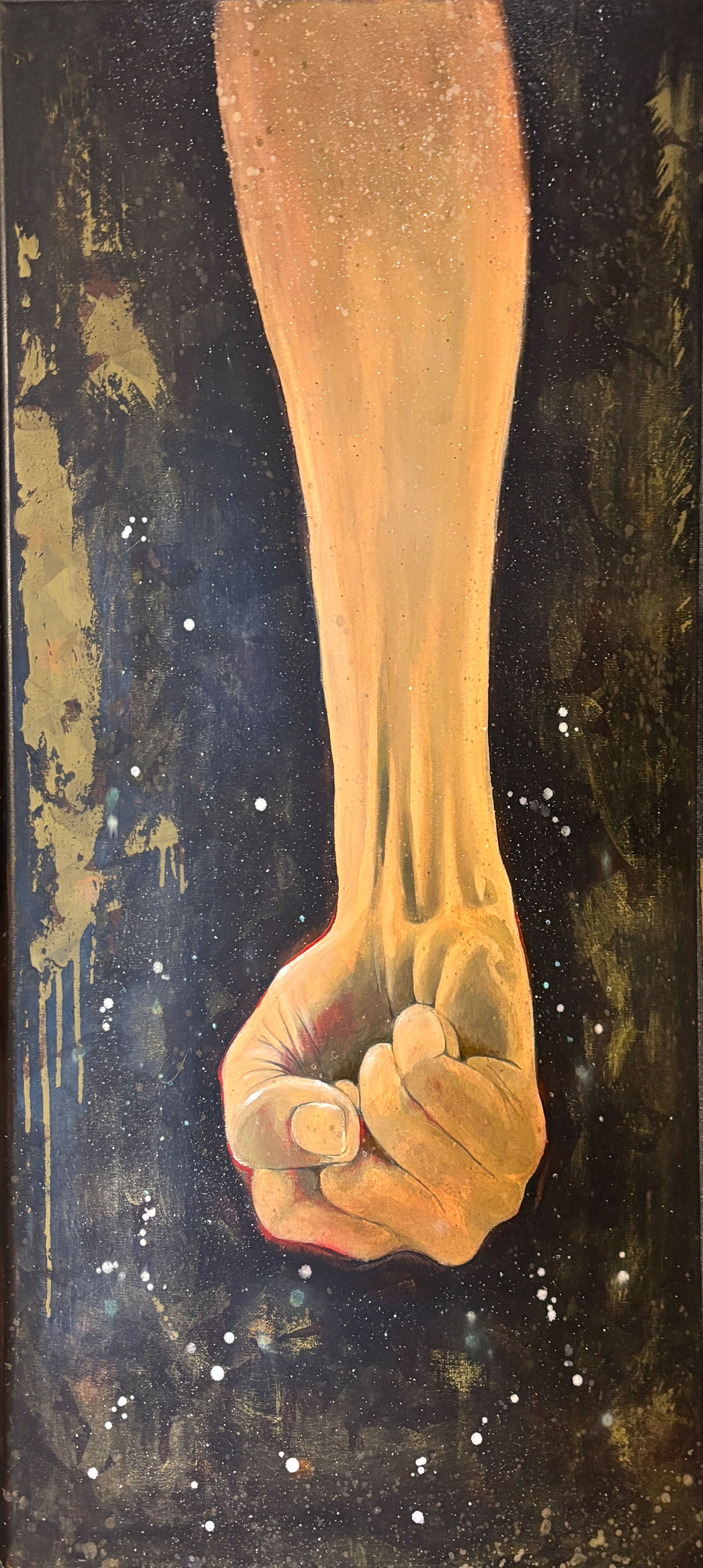 Innestengt. Akryl og olje på bomullslerret. 50 x 100 cm.