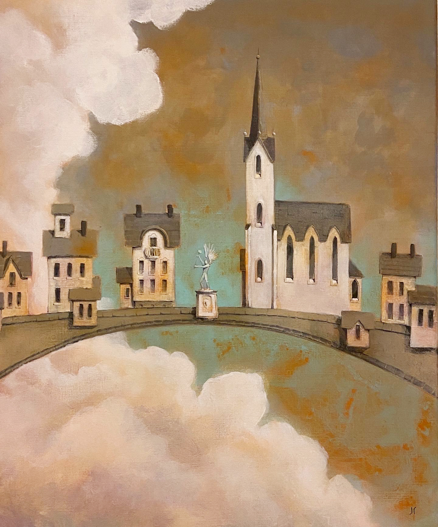 Balanse. Tro. Sårbarhet.. Akryl og olje på linlerret. 50 x 60 cm