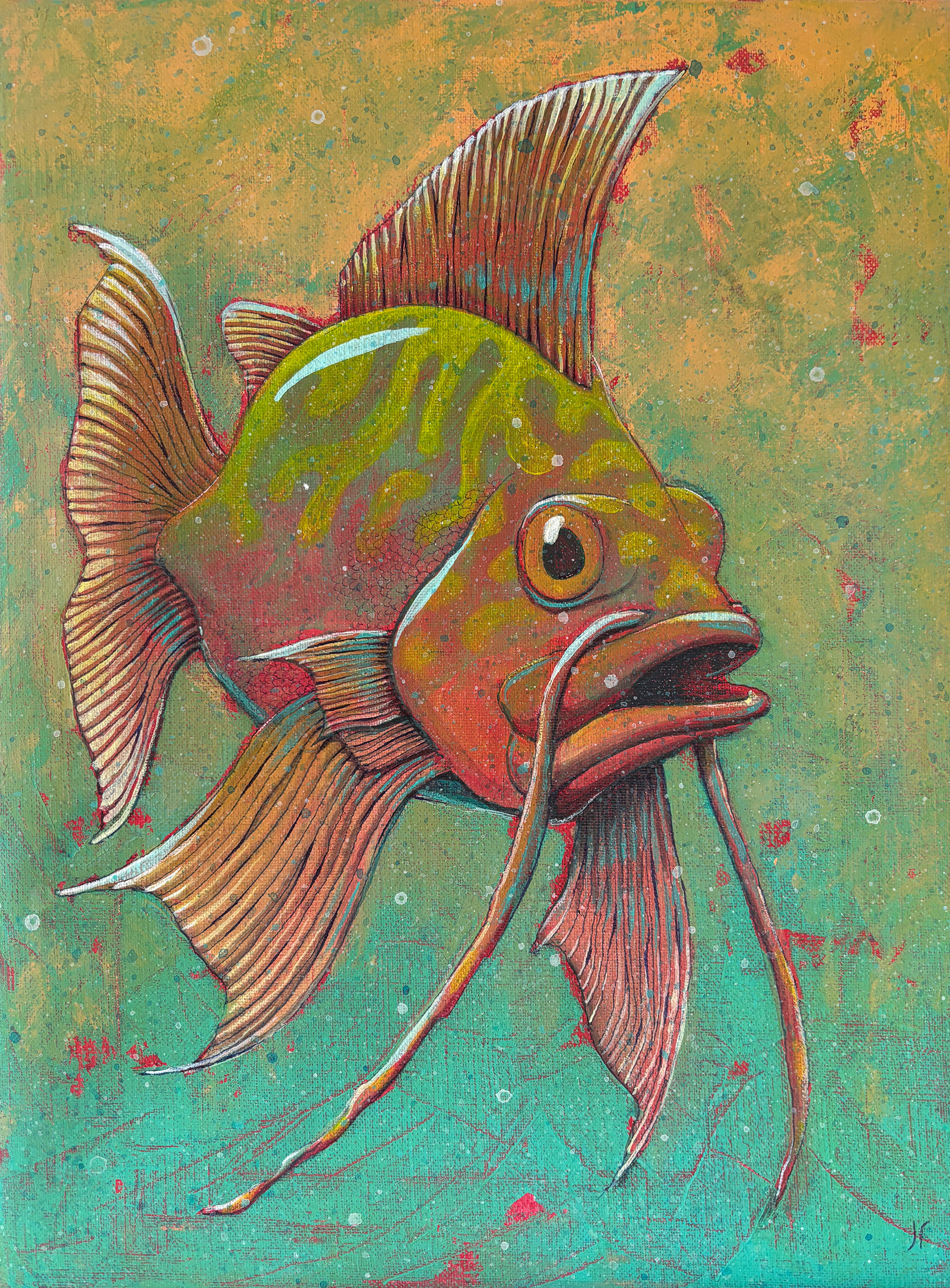 Punkfish. Akryl på linlerret. 30 x 40 cm.