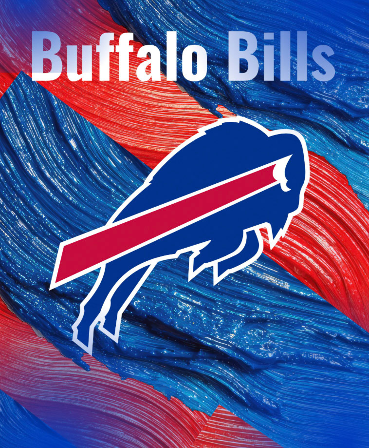 For this Bills design, I layered bold team iconography over dynamic, textured paint strokes, using contrast, color blocking, and controlled composition to create a high-energy visual that feels both branded and artistically expressive. 