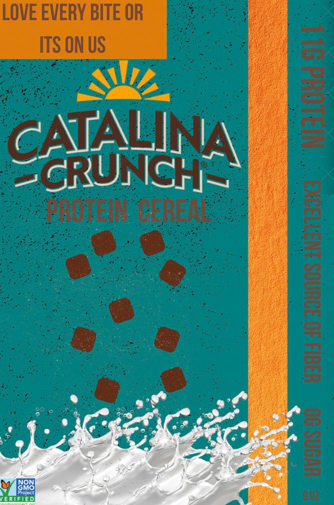 I created this packaging-inspired design by restructuring the layout around bold product typography, balancing color blocks with dynamic product imagery, and refining the hierarchy to echo the energetic, health-forward aesthetic of contemporary food packaging. 