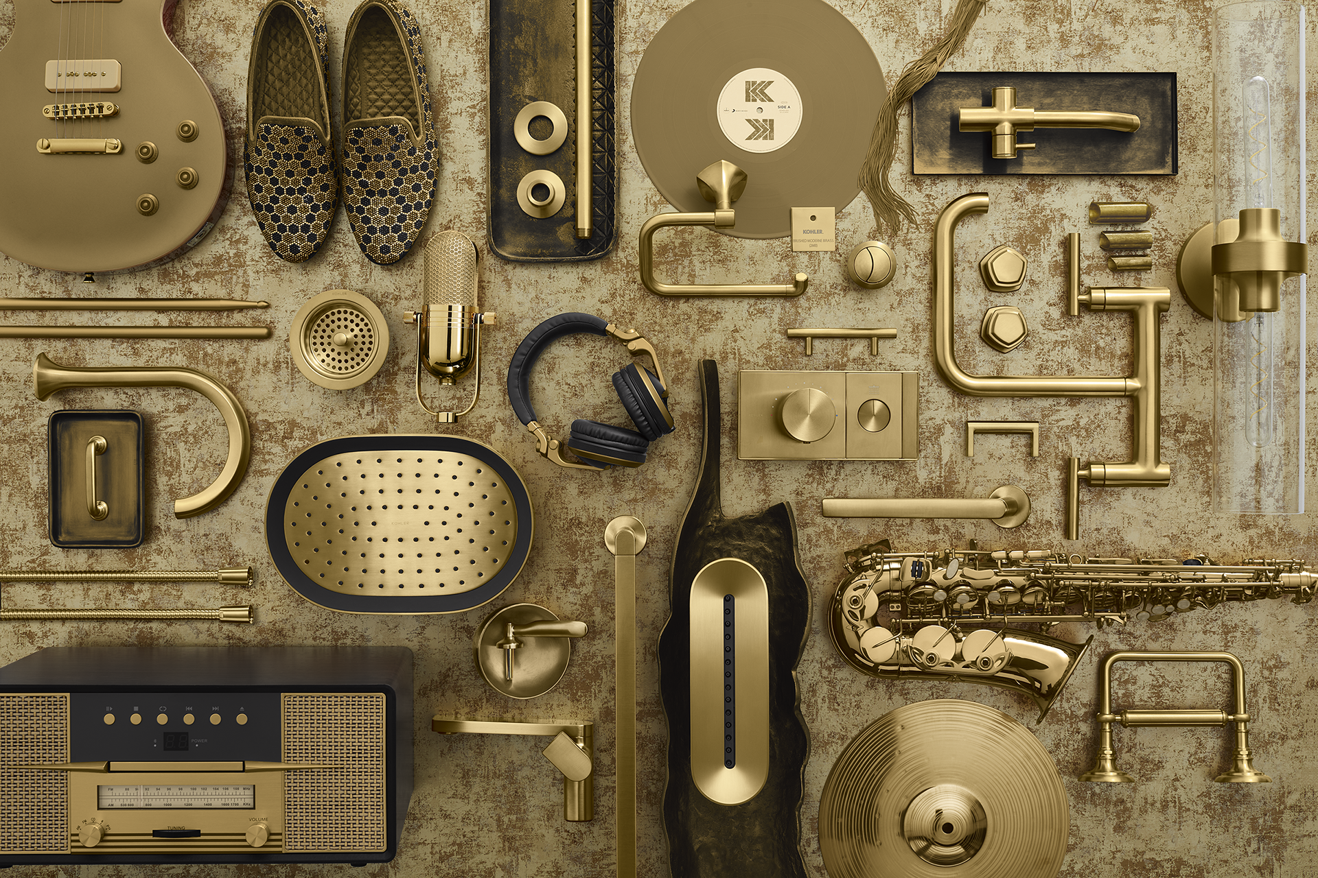 "Turn up the music of Vibrant Brushed Moderne Brass"
