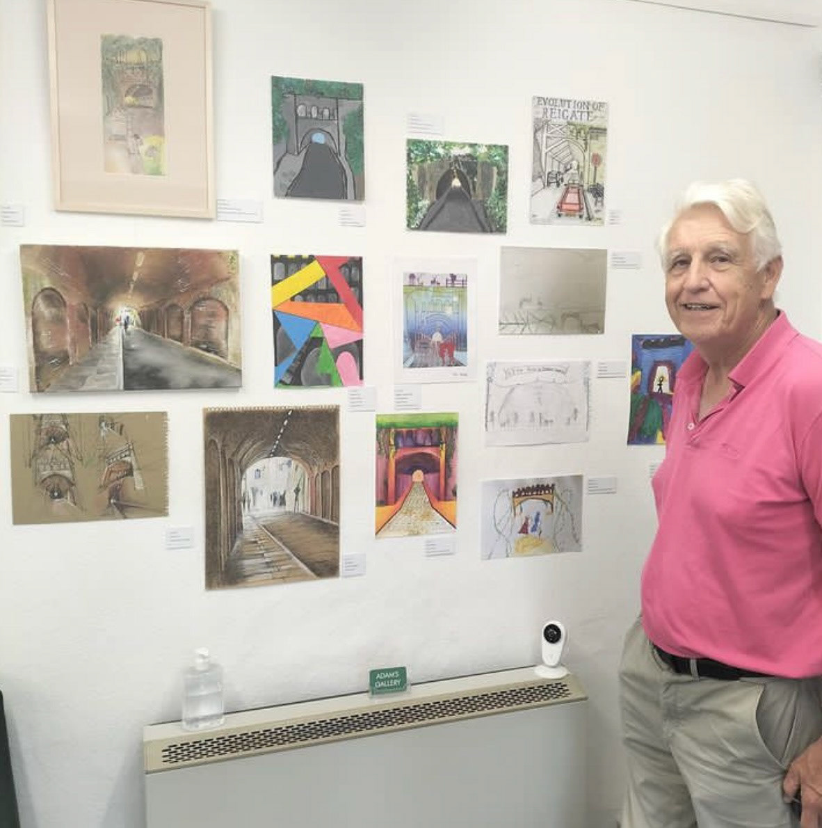 Reigate Tunnel Exhibition - Adams Gallery - broadcaster Nicholas Owen visiting - 2024