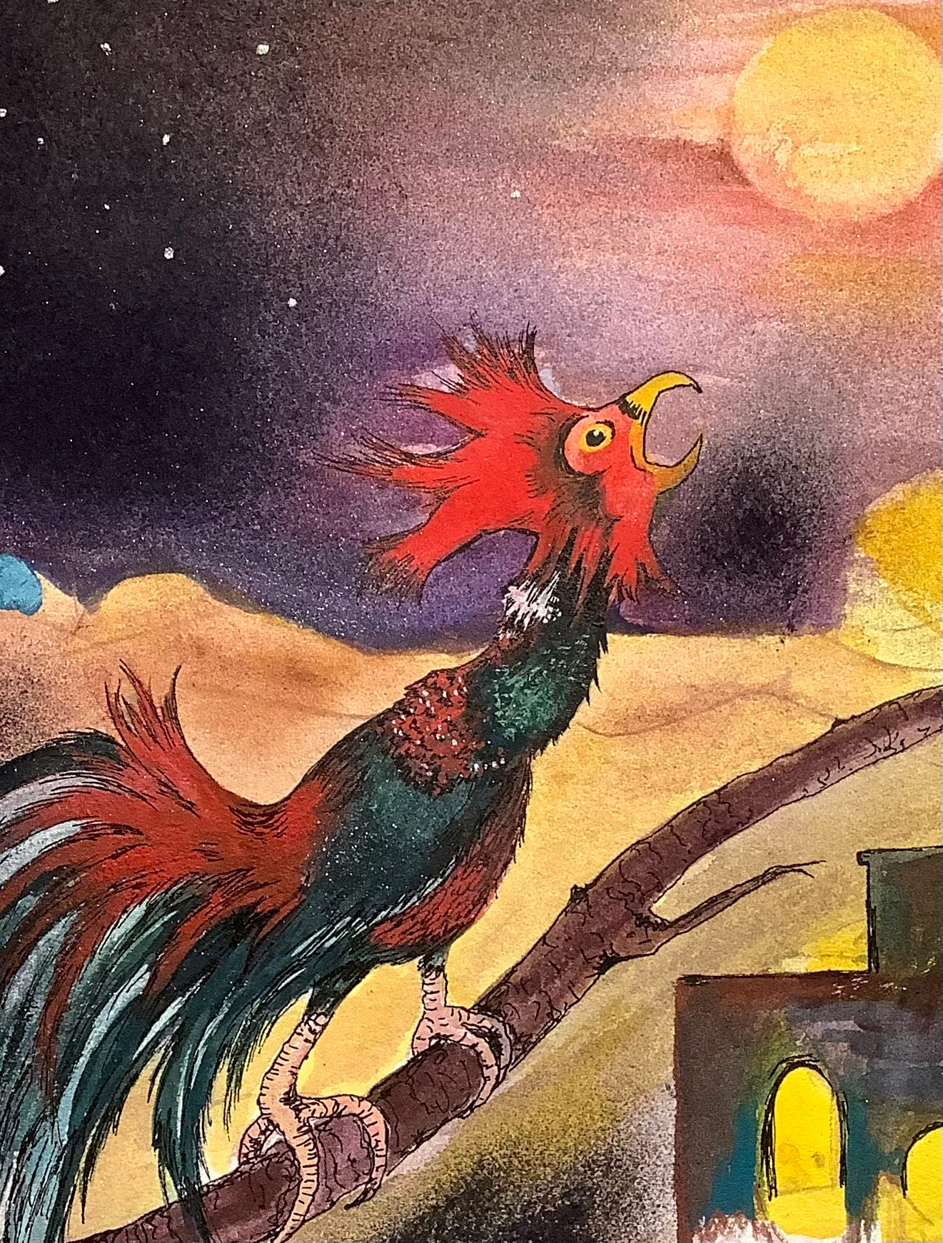 Cockerel - Gouache & Oil Illustration - Lois Pawson 2022