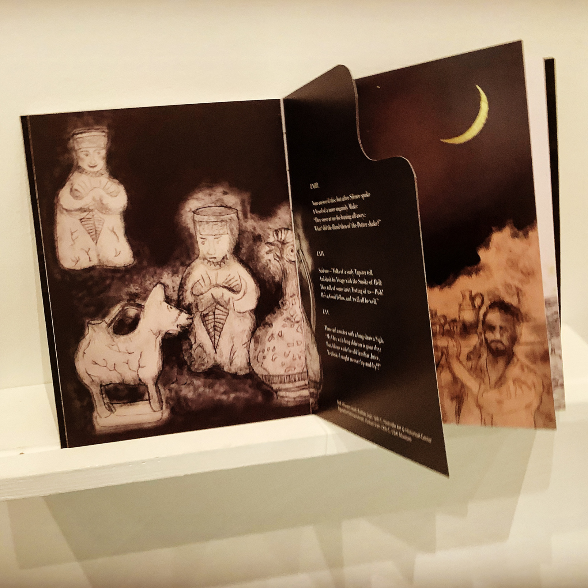 Rubaiyat - Illustrated Book with foil-blocked vegan leather cover - Drypoint & Linocut - Lois Pawson 2022