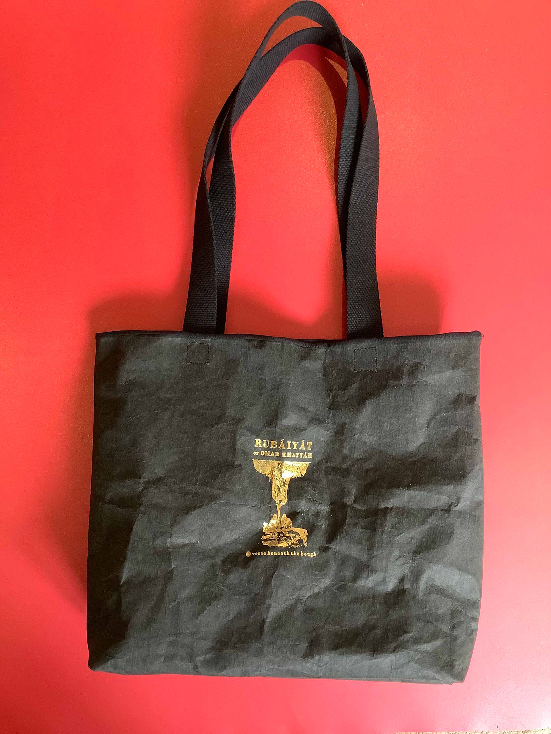 Rubaiyat Vegan Leather Tote with Gold Block Print - Lois Pawson 2022