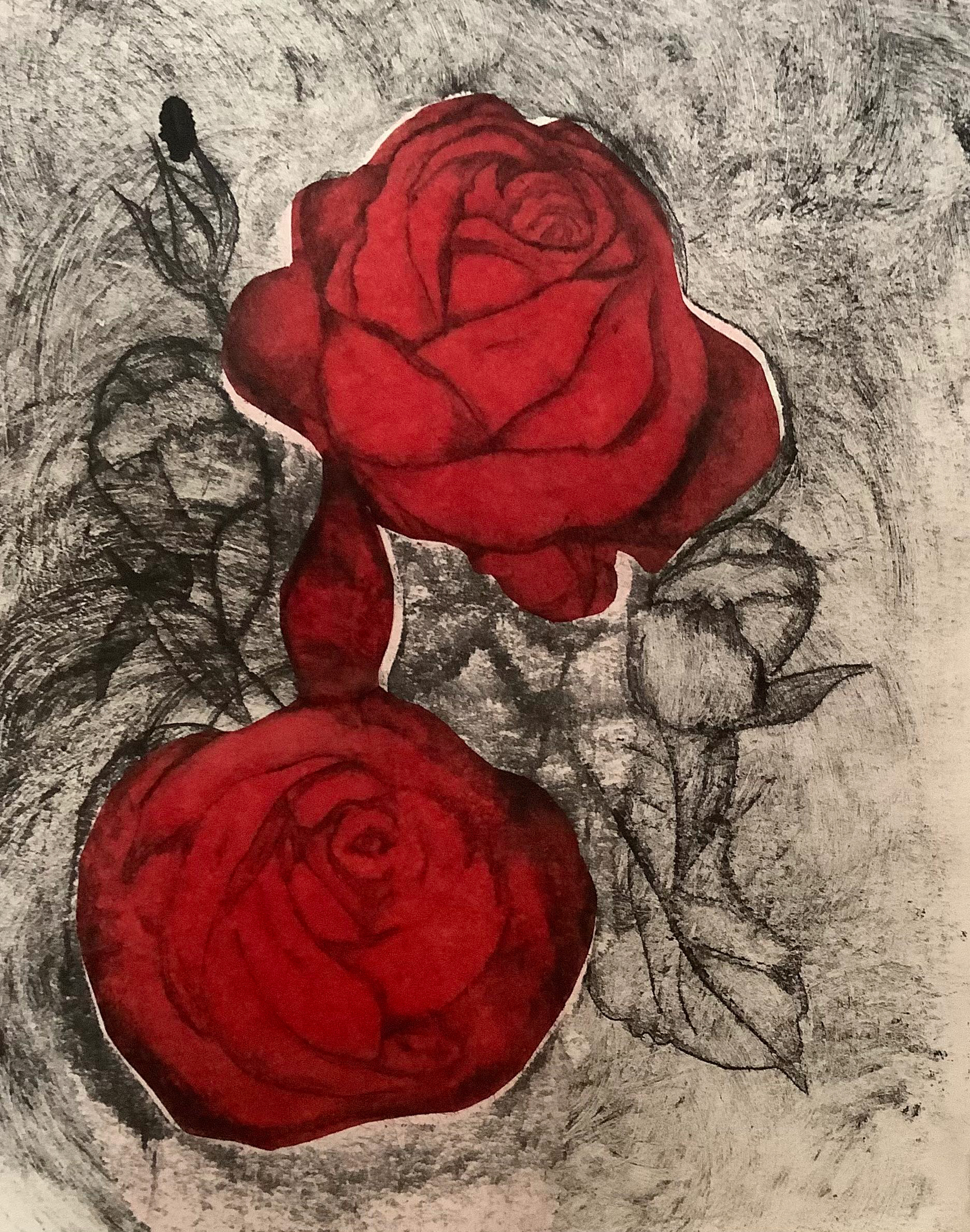 Roses - Drypoint & Chine Colle - 2025
