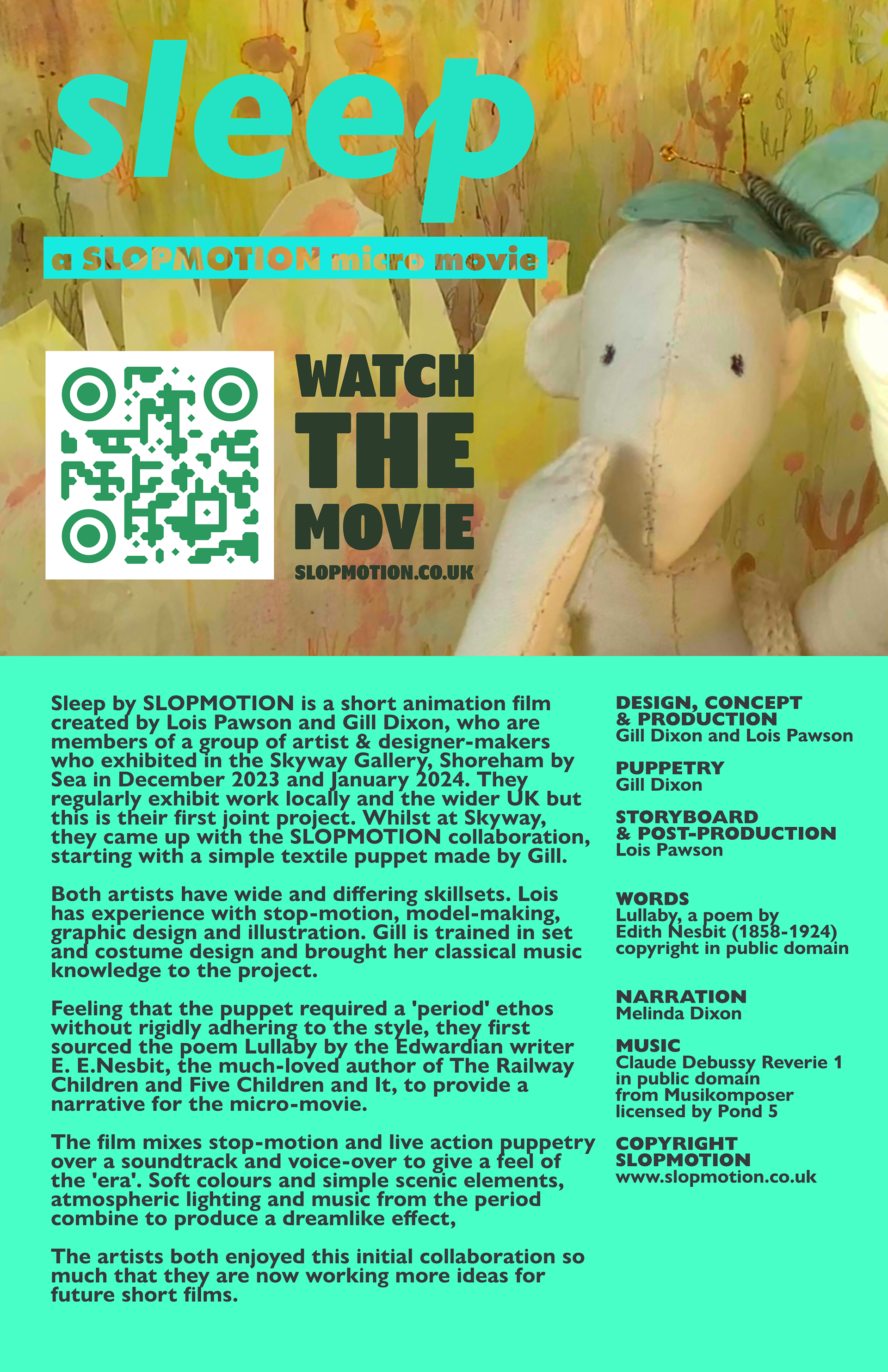 Sleep Animation Poster - InDesign, Photography, digital print - Lois Pawson 2024