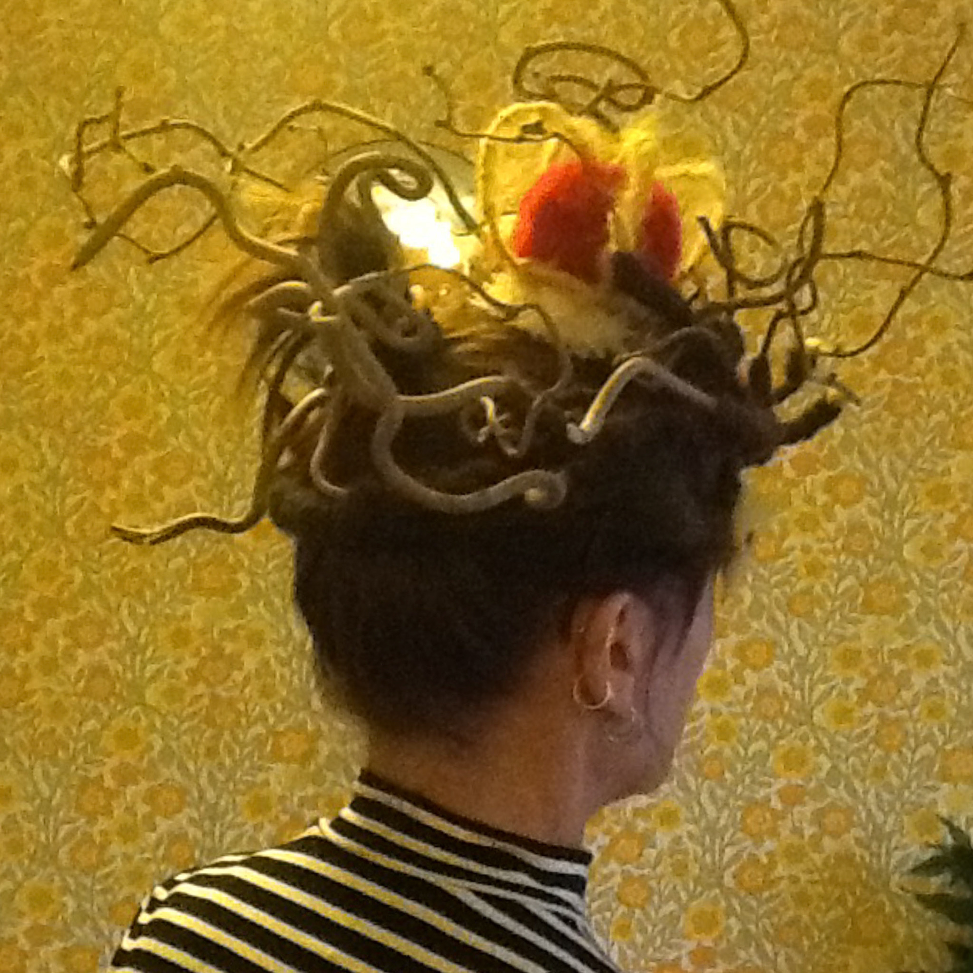 Headdress with Felted Crowns, Twisted Sticks & PomPoms