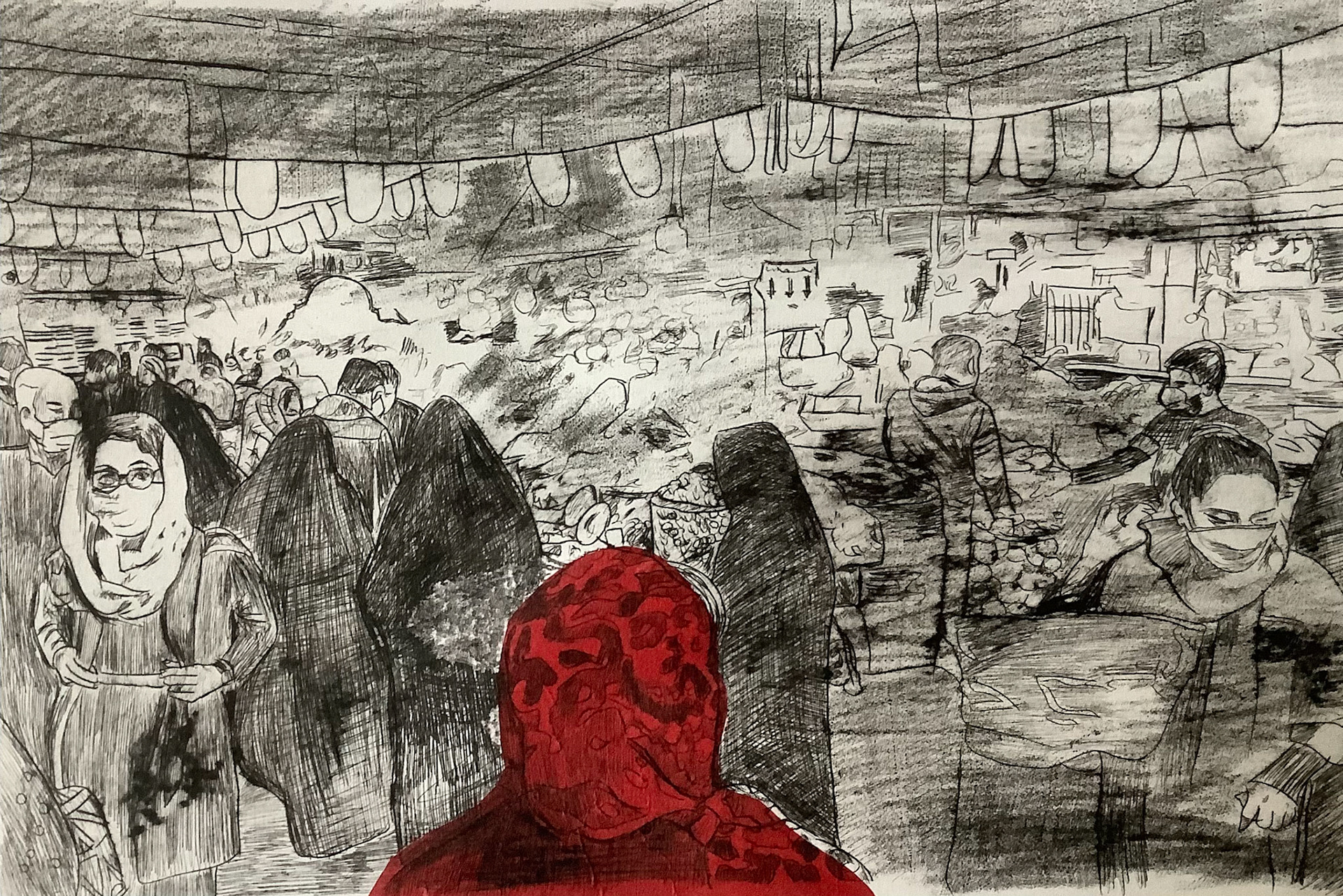 Persian Market - Drypoint & Chine Colle - Lois Pawson 2022