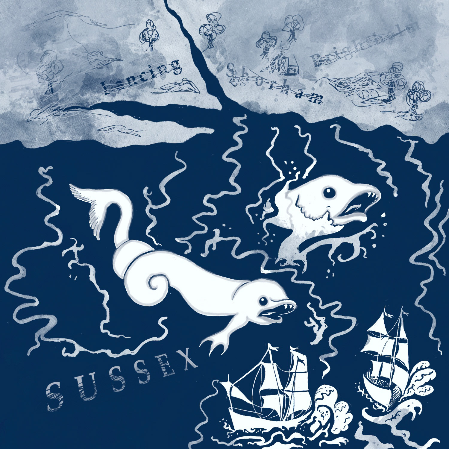 Map Monsters - Digital Illustration - Lois Pawson 2025