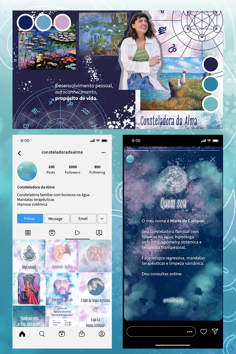 Consteladora da Alma – visual identity, moodboard, general design for Instagram profile