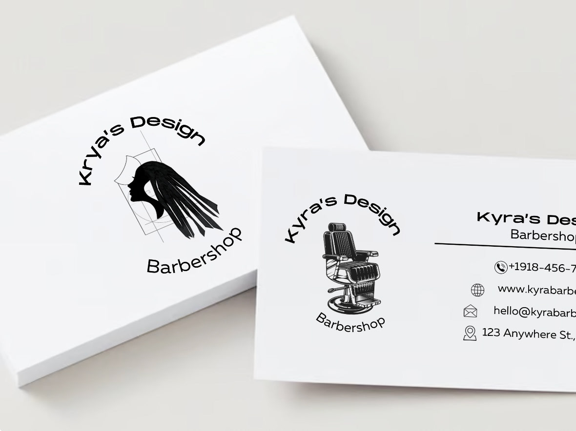 close up on business cards made for a barber 