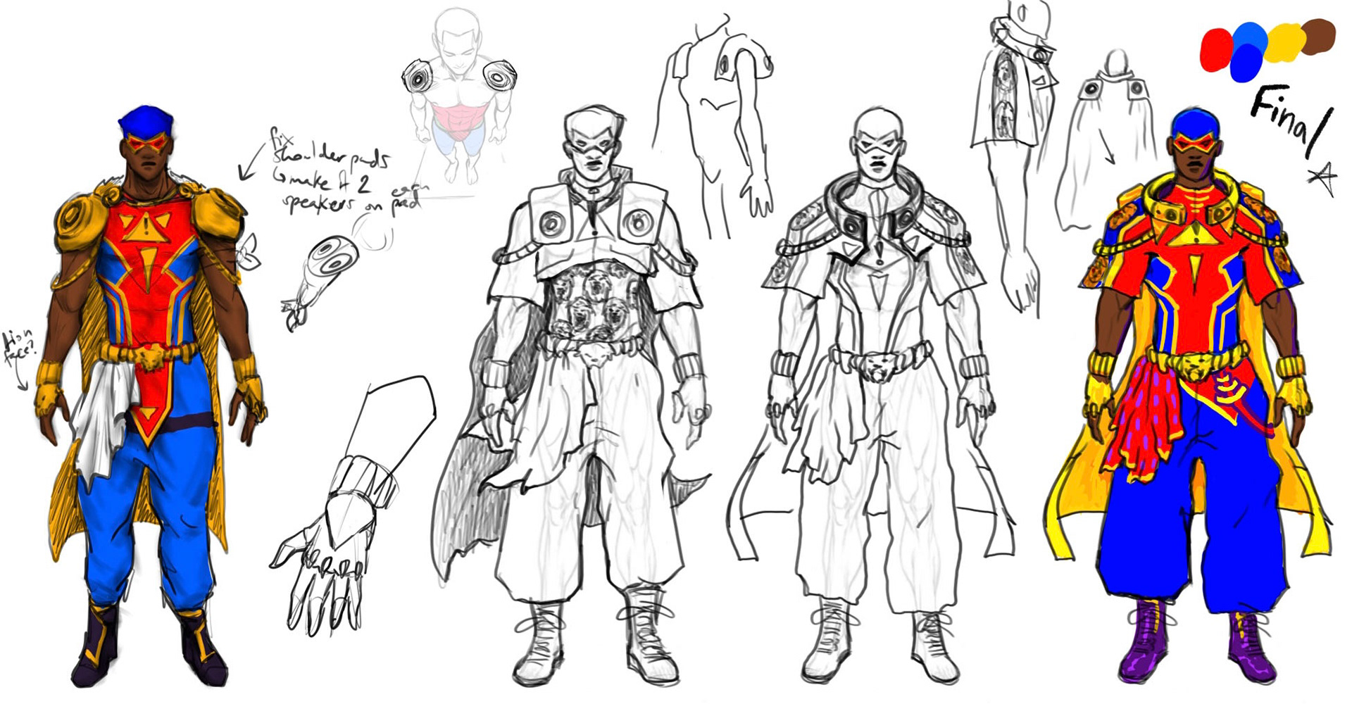 A superhero design inspired by Igbo African men's attire