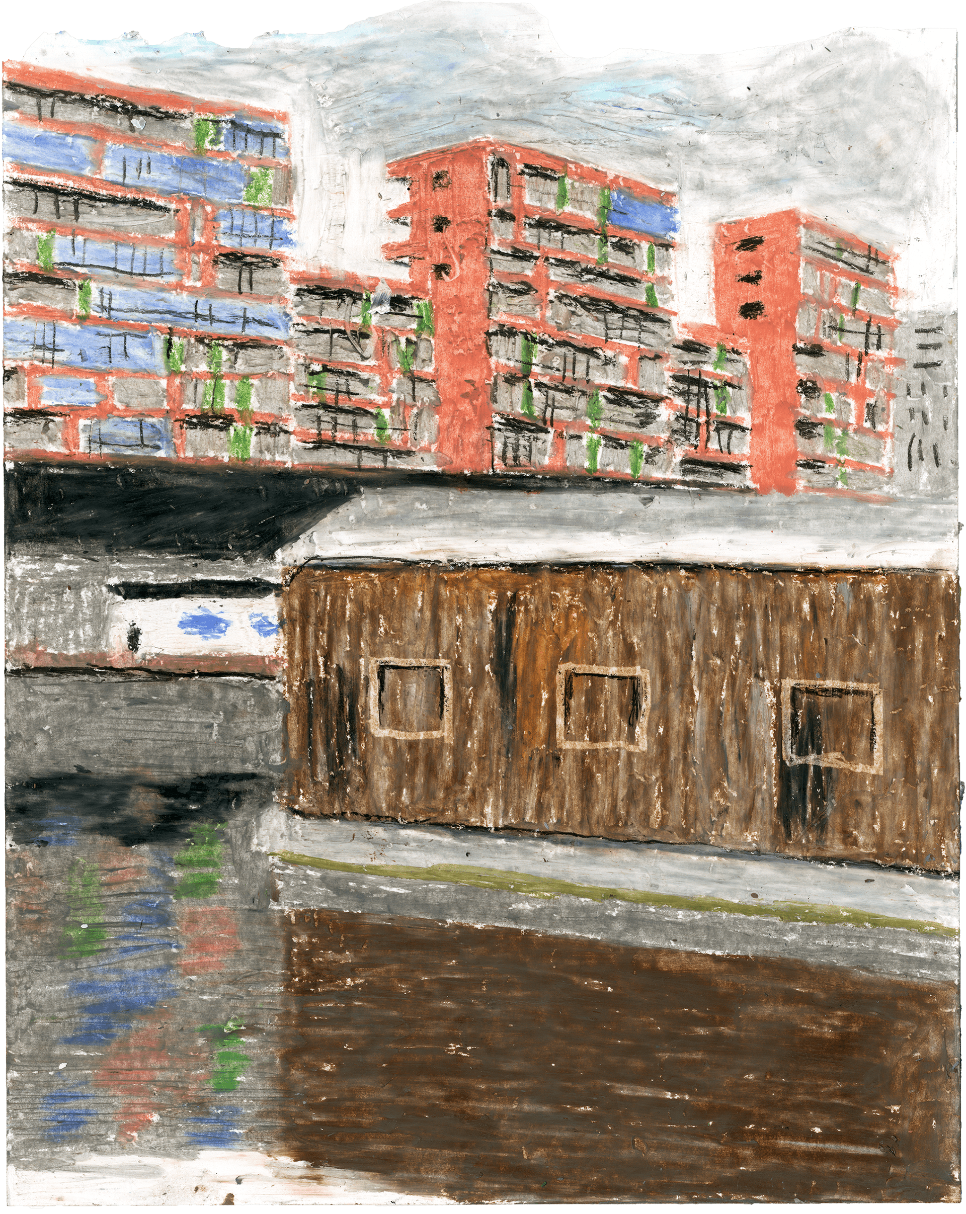 PŘÍSTAV // 2022, oil pastel, illustration for an authors book