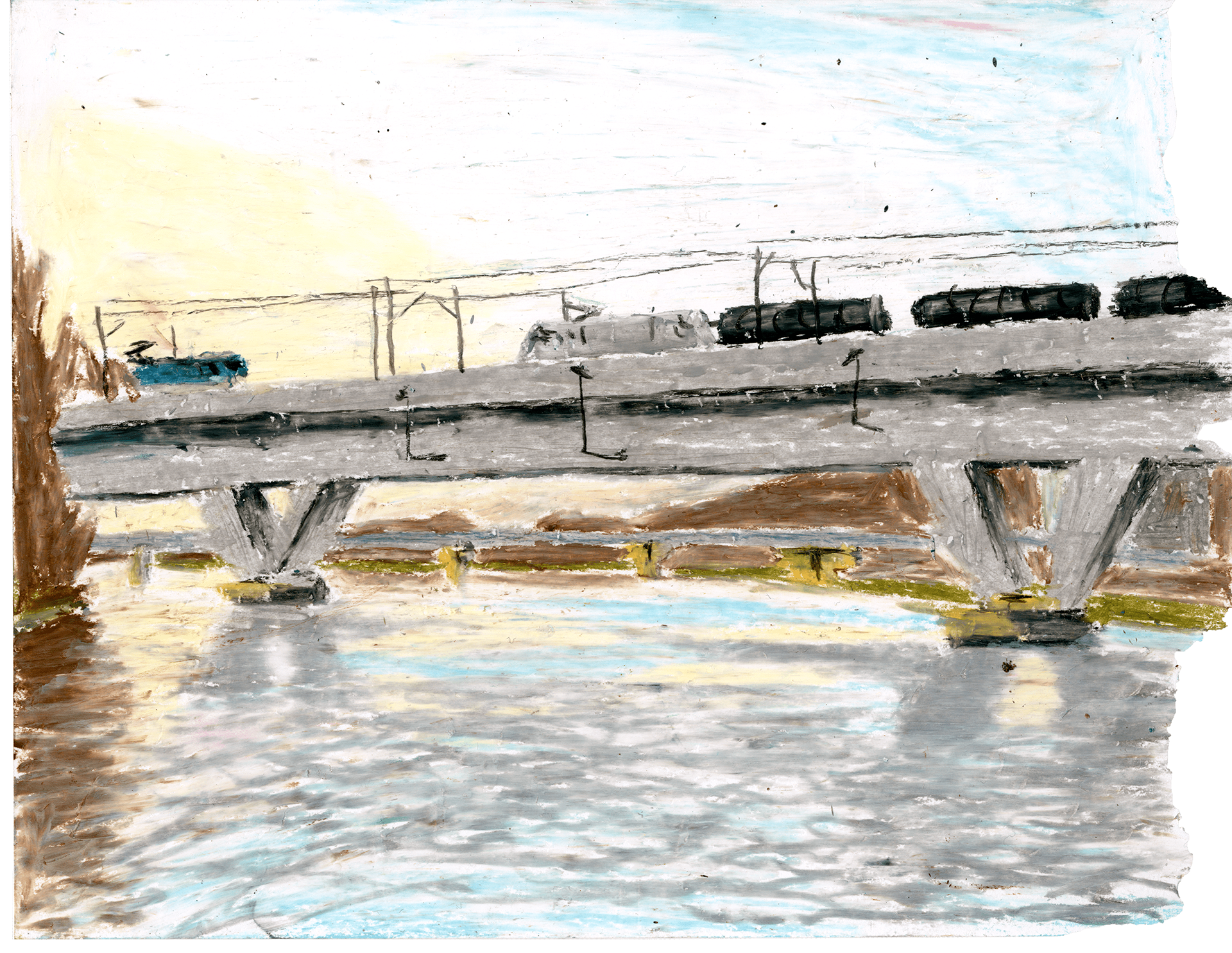 PŘÍSTAV // 2022, oil pastel, illustration for an authors book