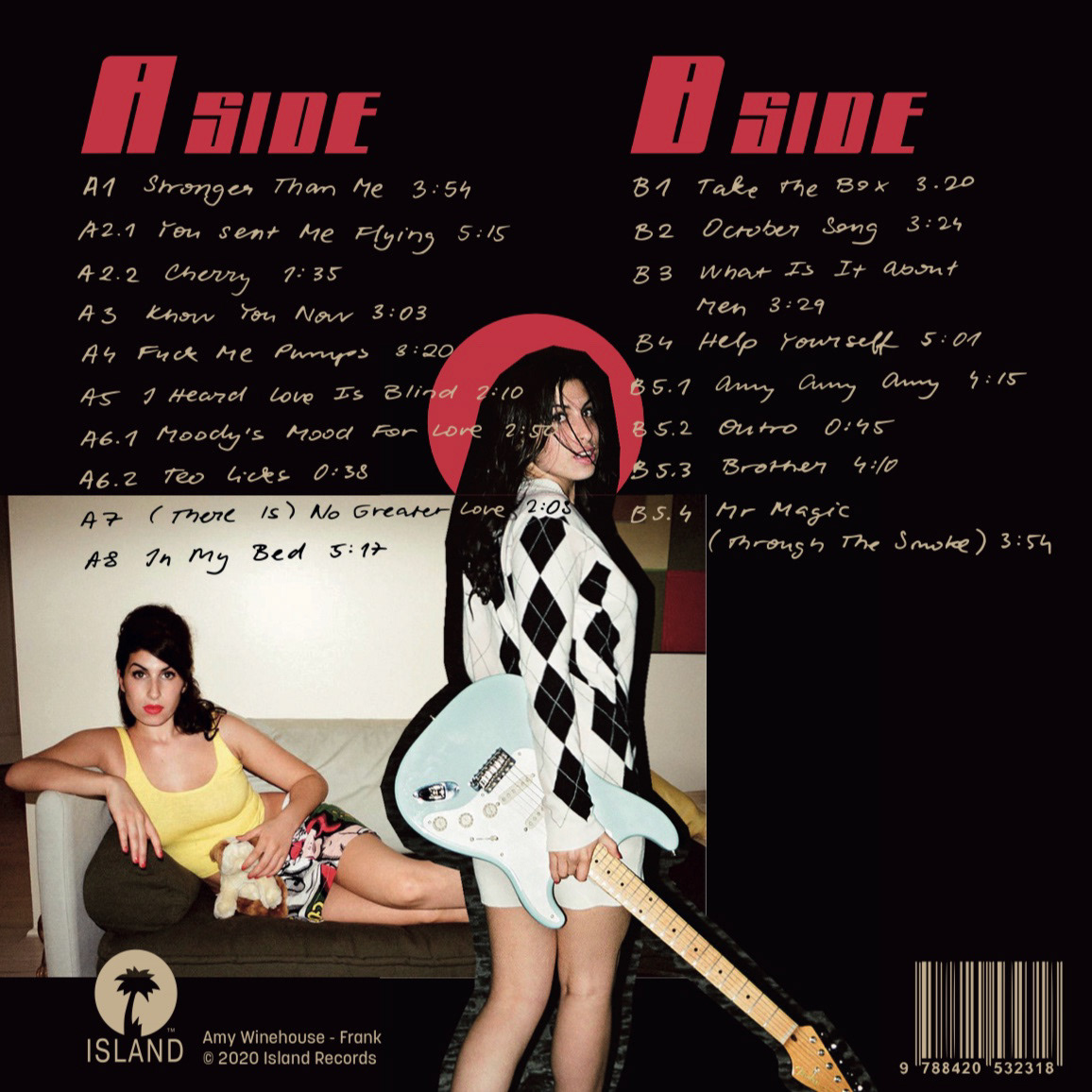 Amy Winehouse - Frank album, LP cover design, BACK