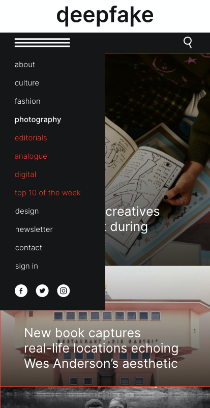 deepfake - web design // visuals (mobile)