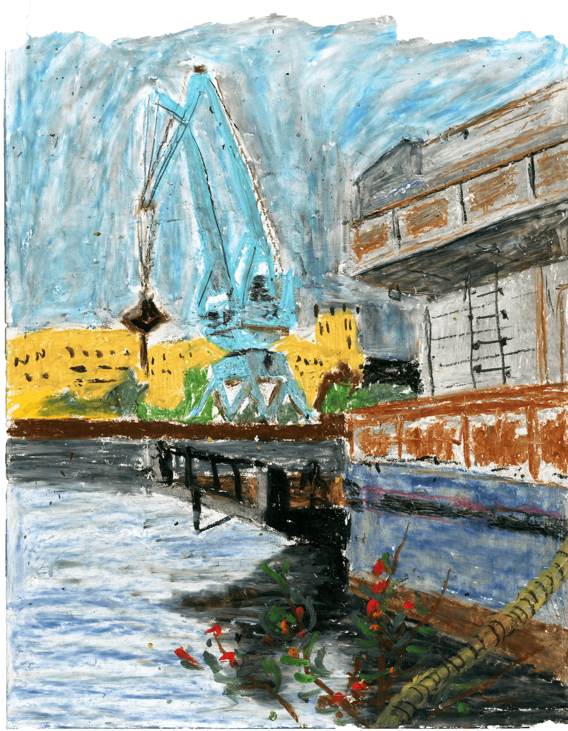 PŘÍSTAV // 2022, oil pastel, illustration for an authors book