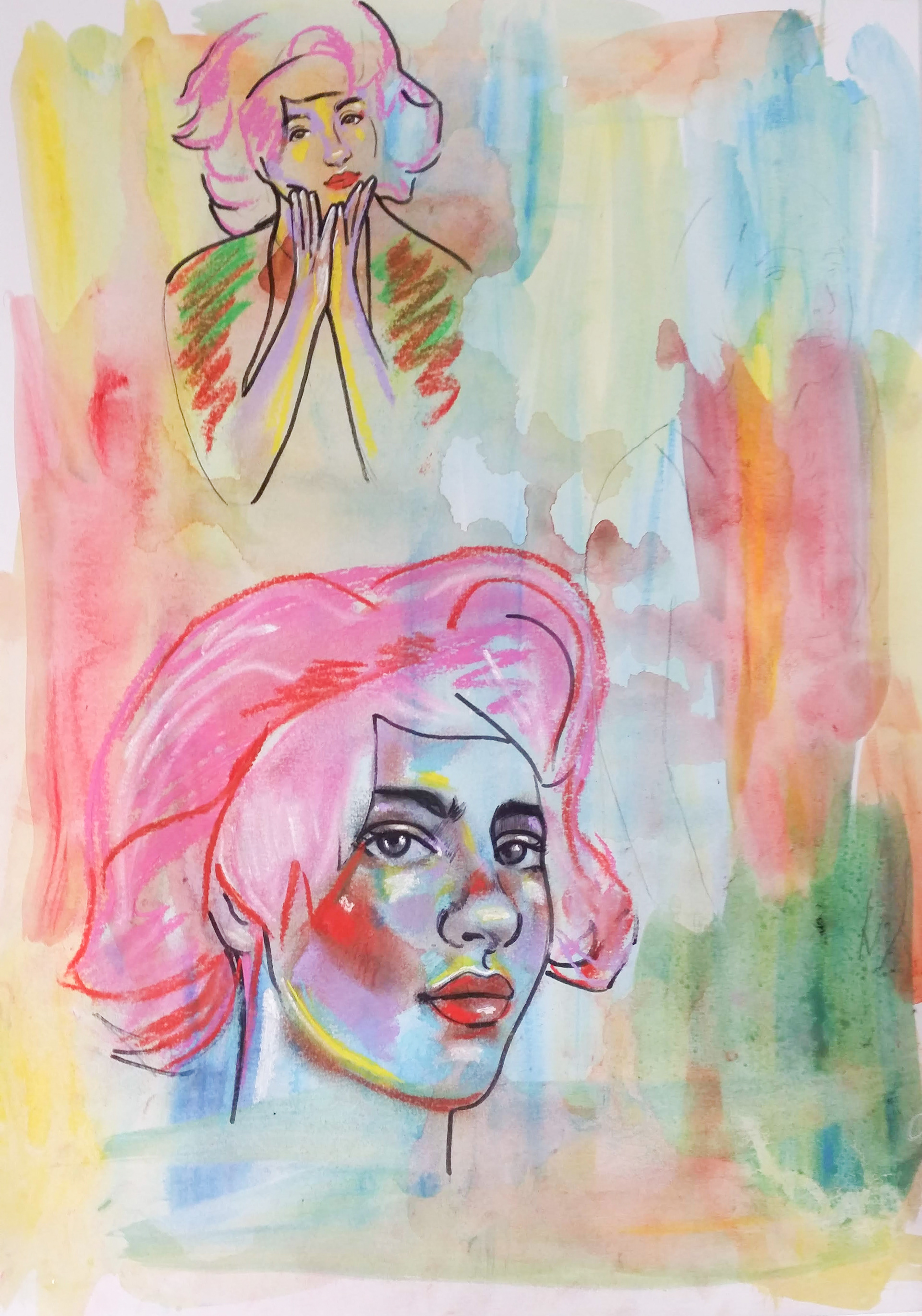 Mixed media on watercolour paper, A3