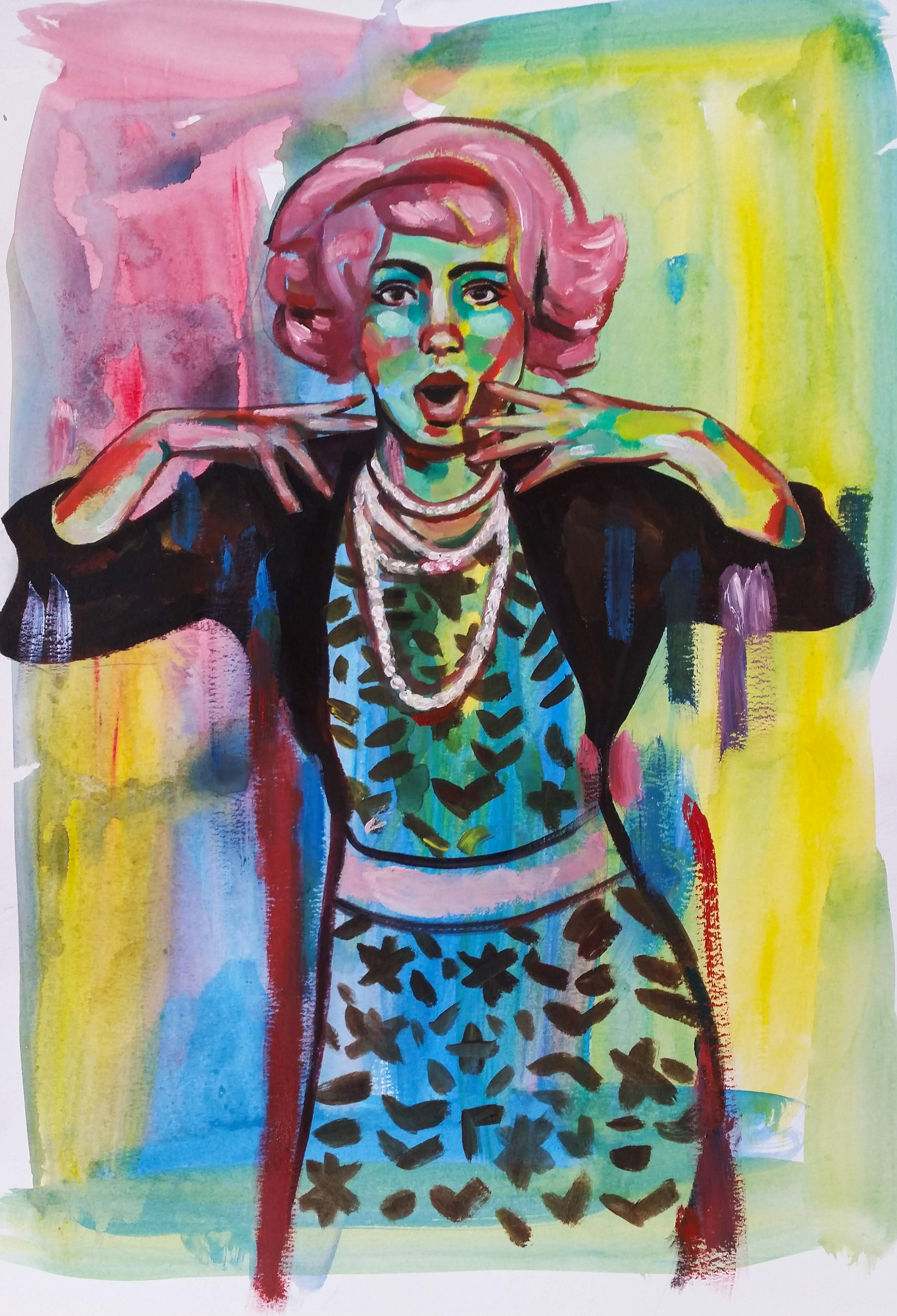 Mixed media on watercolour paper, A3