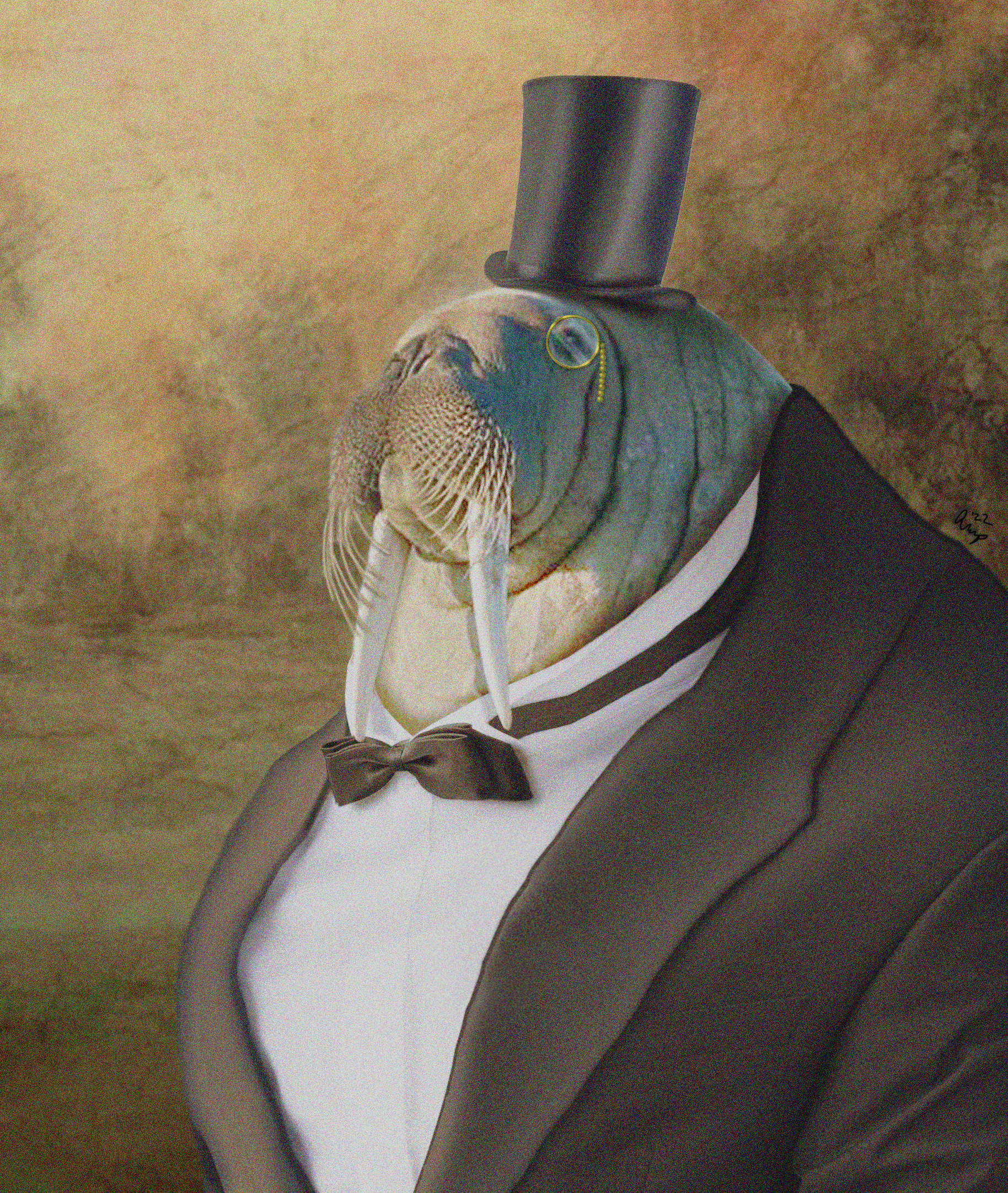 Photo Compositing Project Concept  "A Classy Walrus"