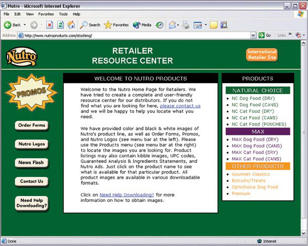Nutro Products Homepage