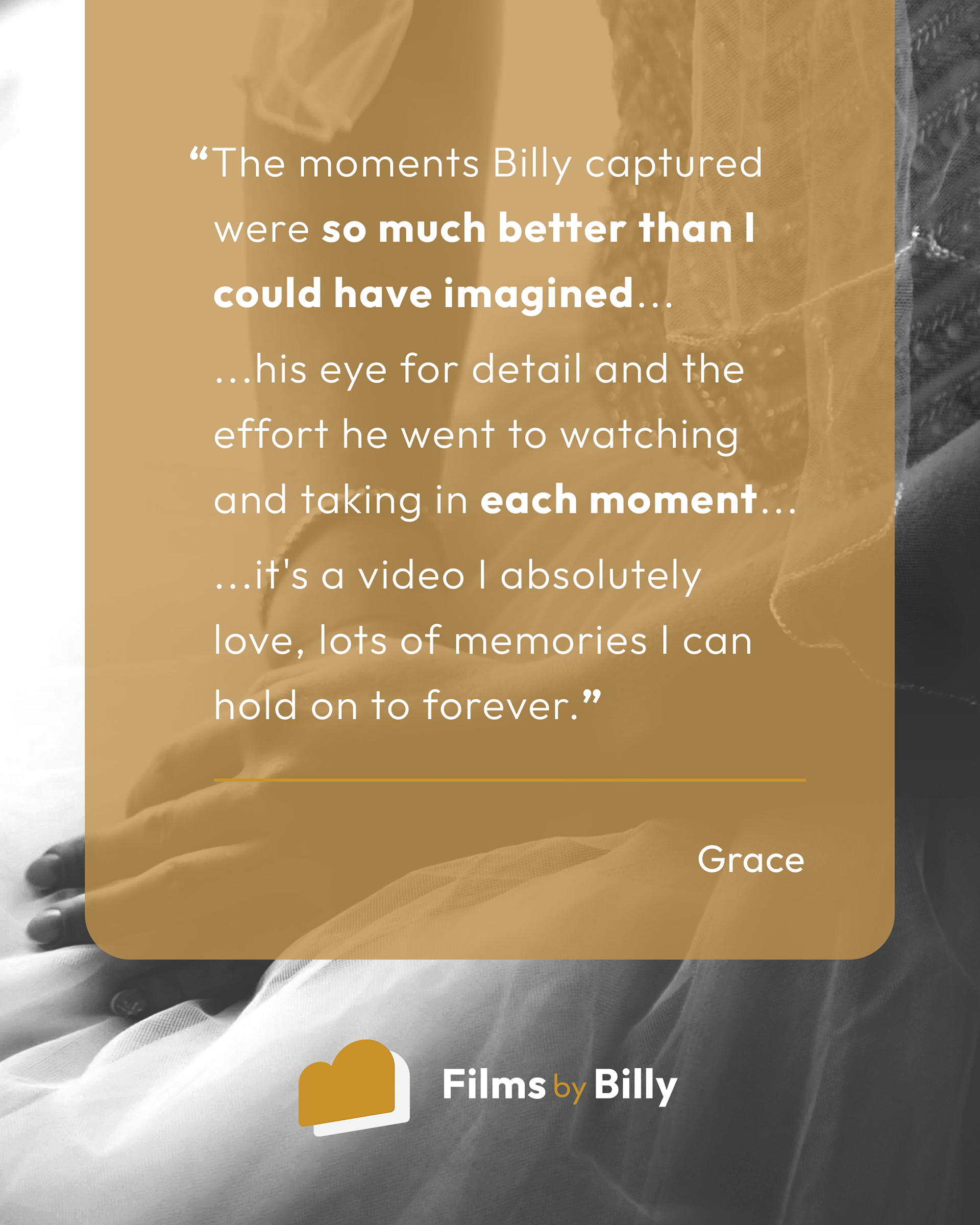Wedding Testimonial from Grace, Films by Billy