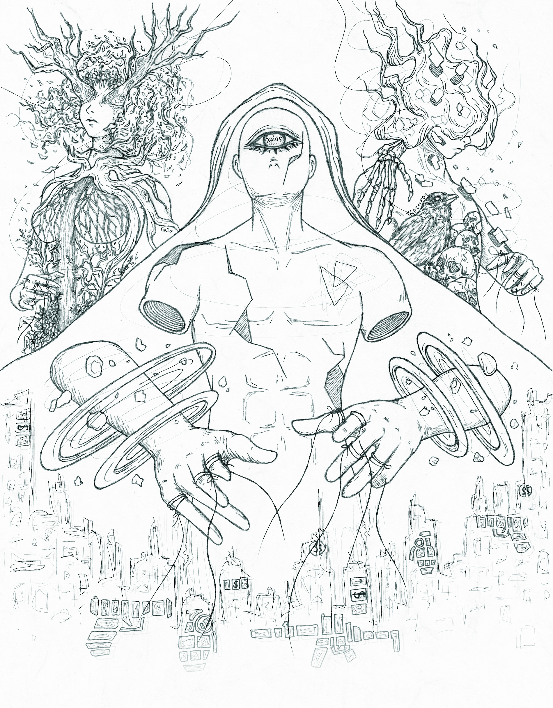 Illustration for the fourth issue of The Stygian Zine, titled “The Old Gods”